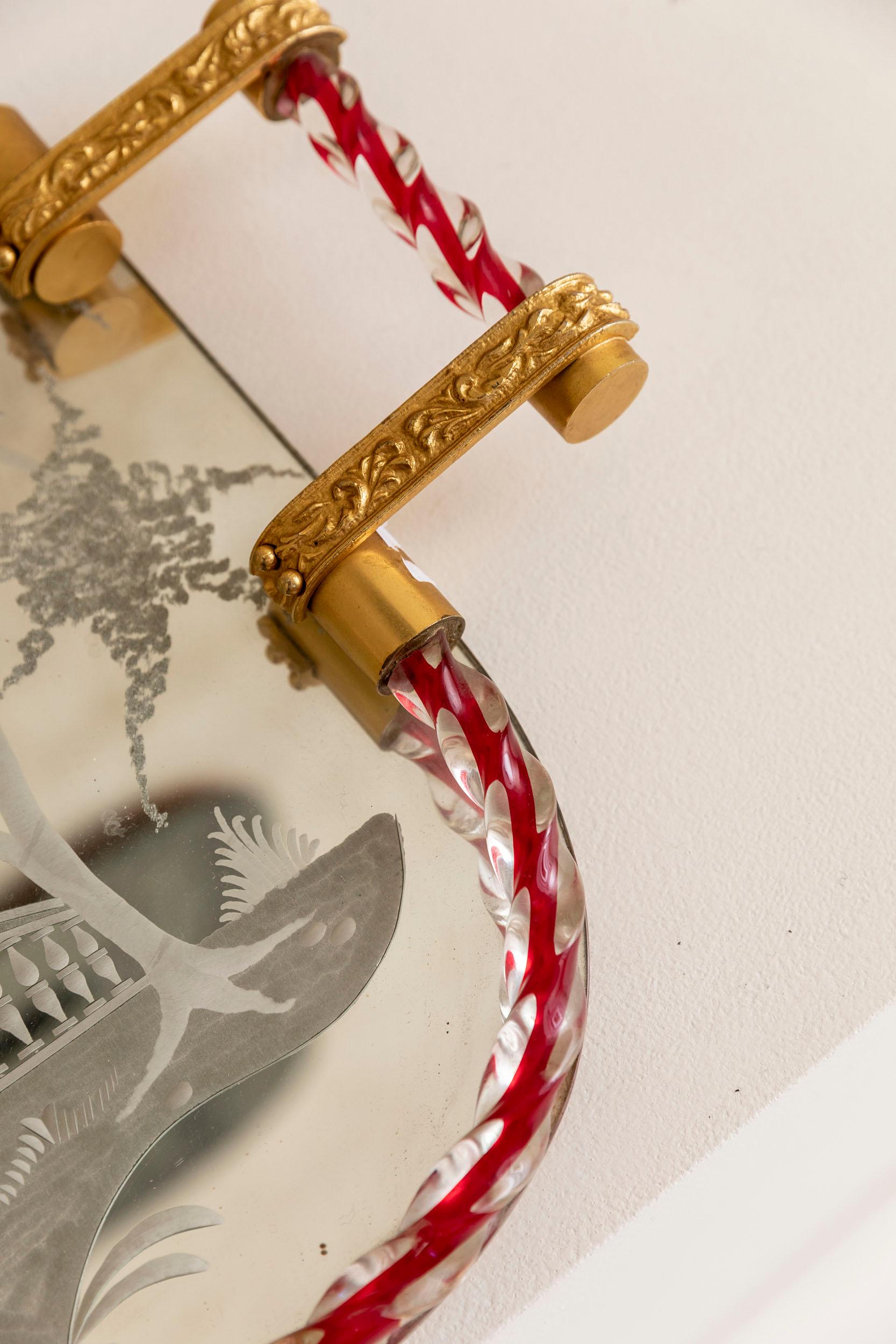 Italian Mirror-Engraved Murano Glass Serving Tray Attributed to Ercole Barovier 7