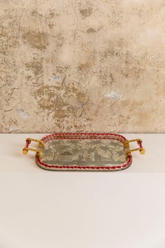Italian Mirror-Engraved Murano Glass Serving Tray Attributed to Ercole Barovier