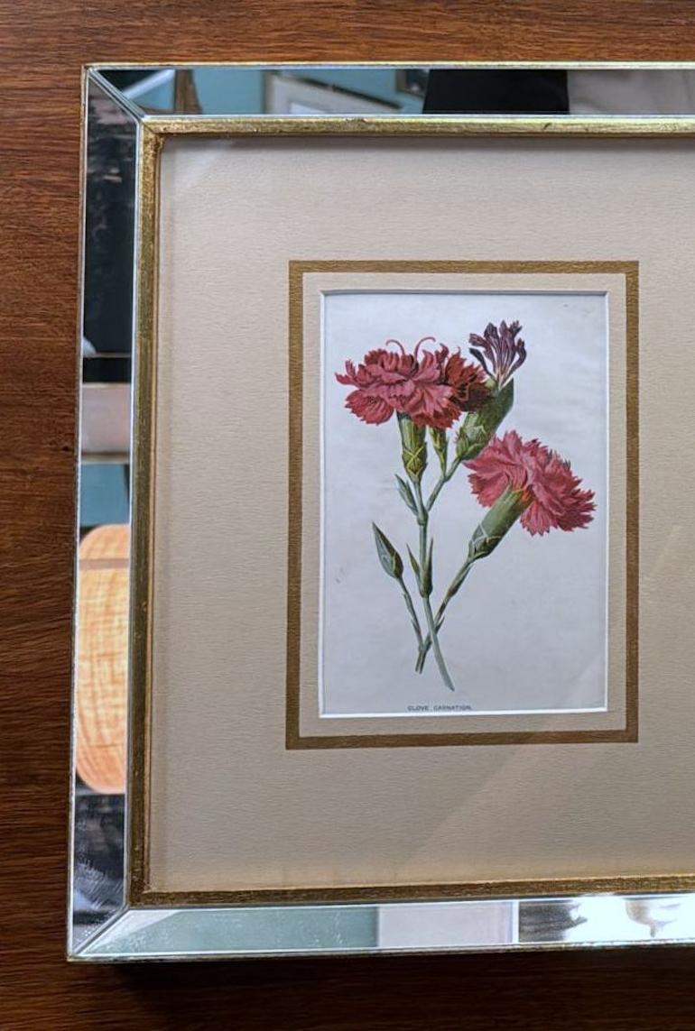 Britannique Cadre de miroir italien avec impressions florales chrmolithologiques anglaises - 04 en vente