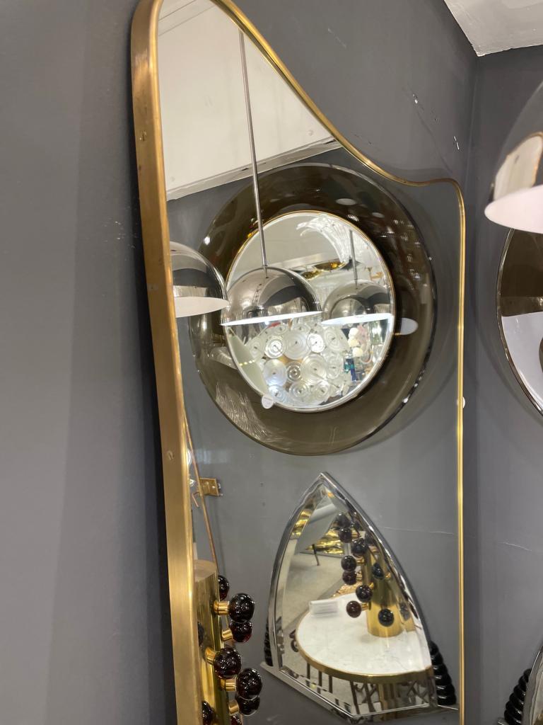 Late 20th Century Large Italian Mirror in Brass in the Style of Gio Ponti, circa 1980