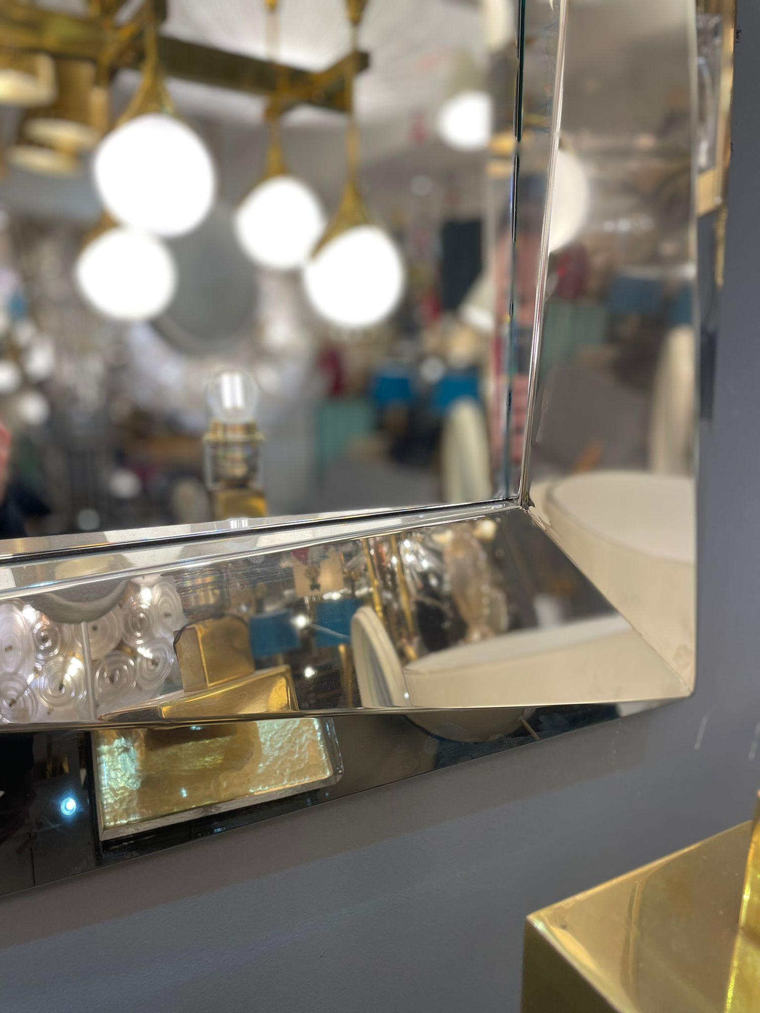 Mid-Century Modern Italian Mirror in Chrome, circa 1980