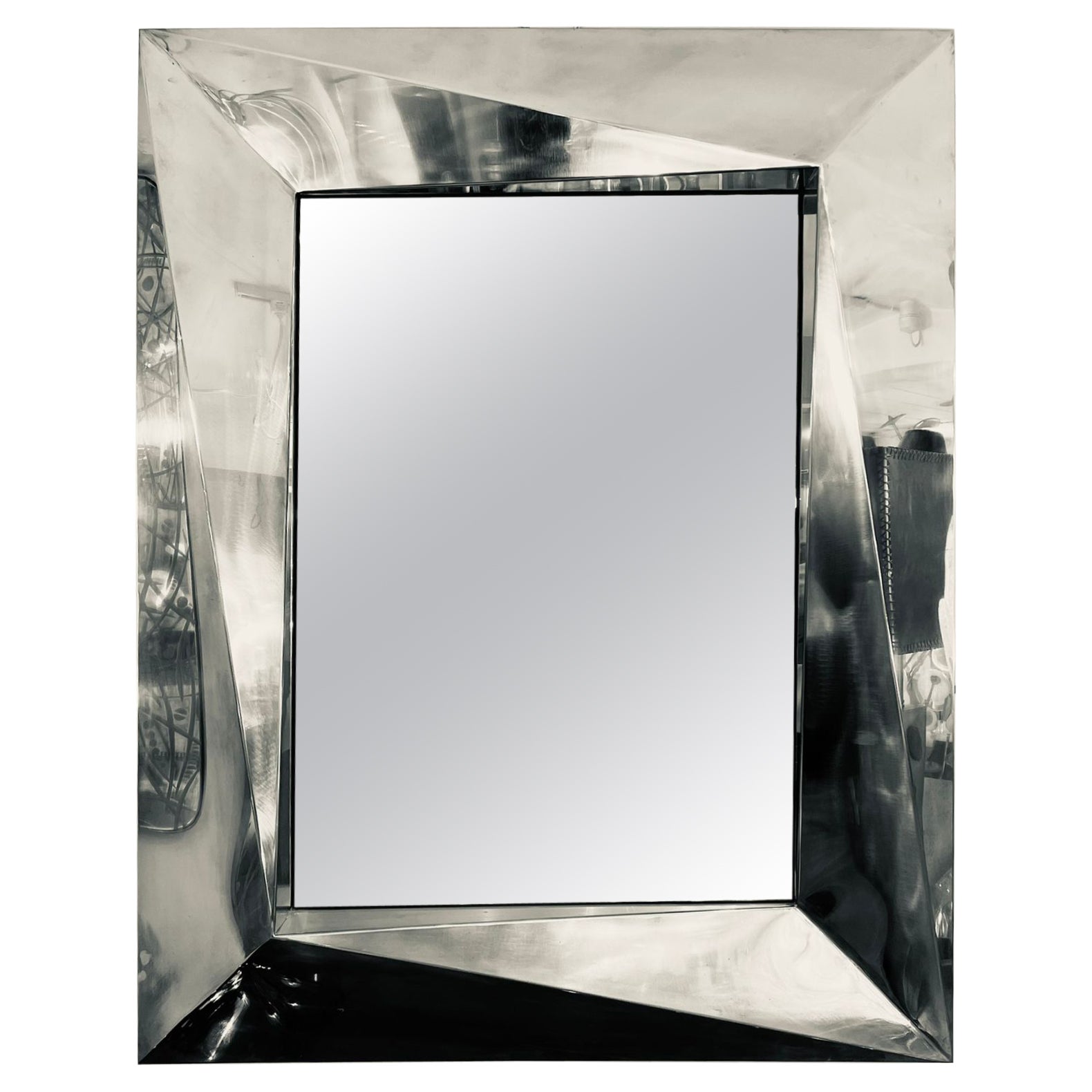Italian Mirror in Chrome, circa 1980