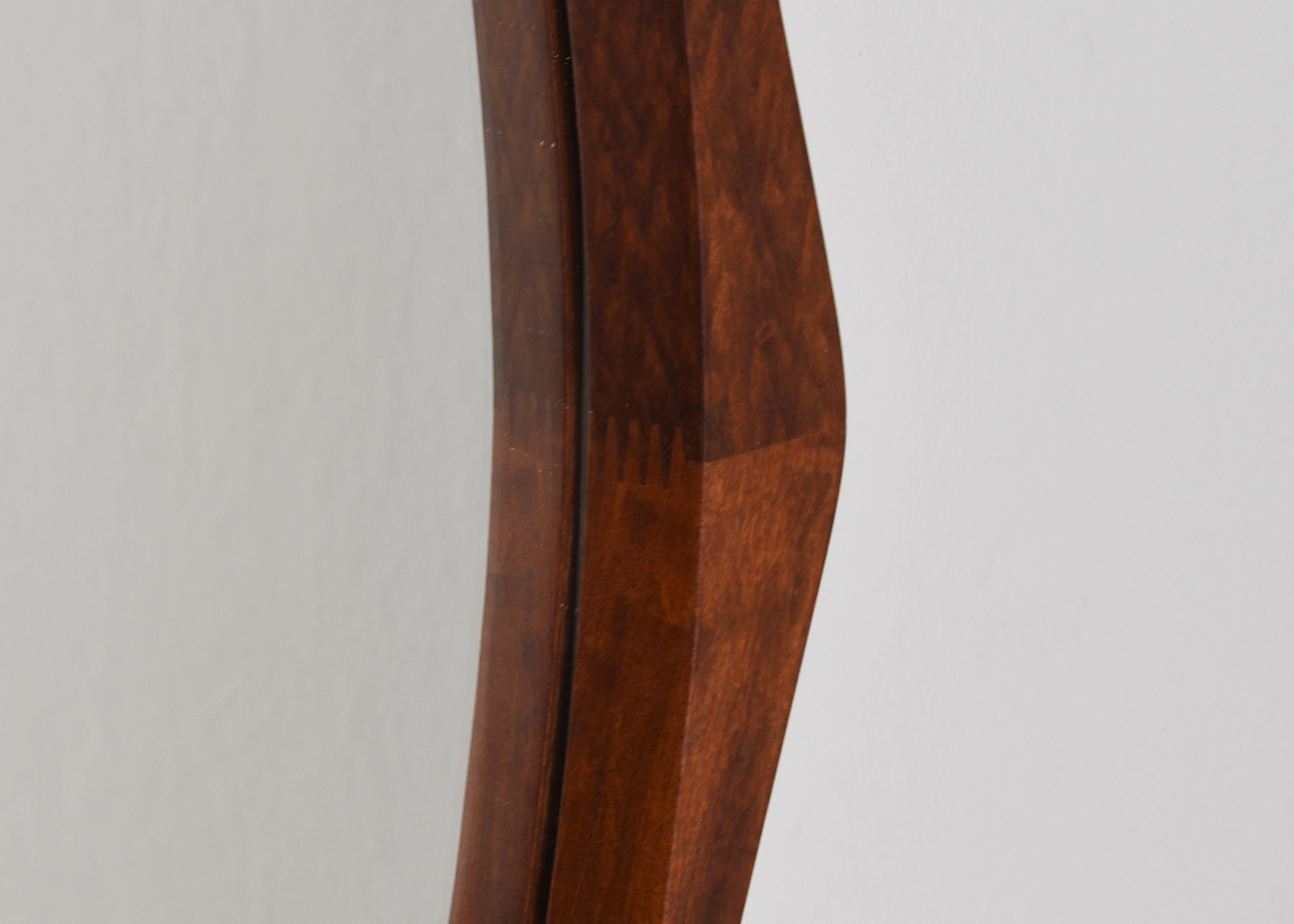 Italian Mirror in Solid Teak, Leather and Brass, Italy, circa 1950 3