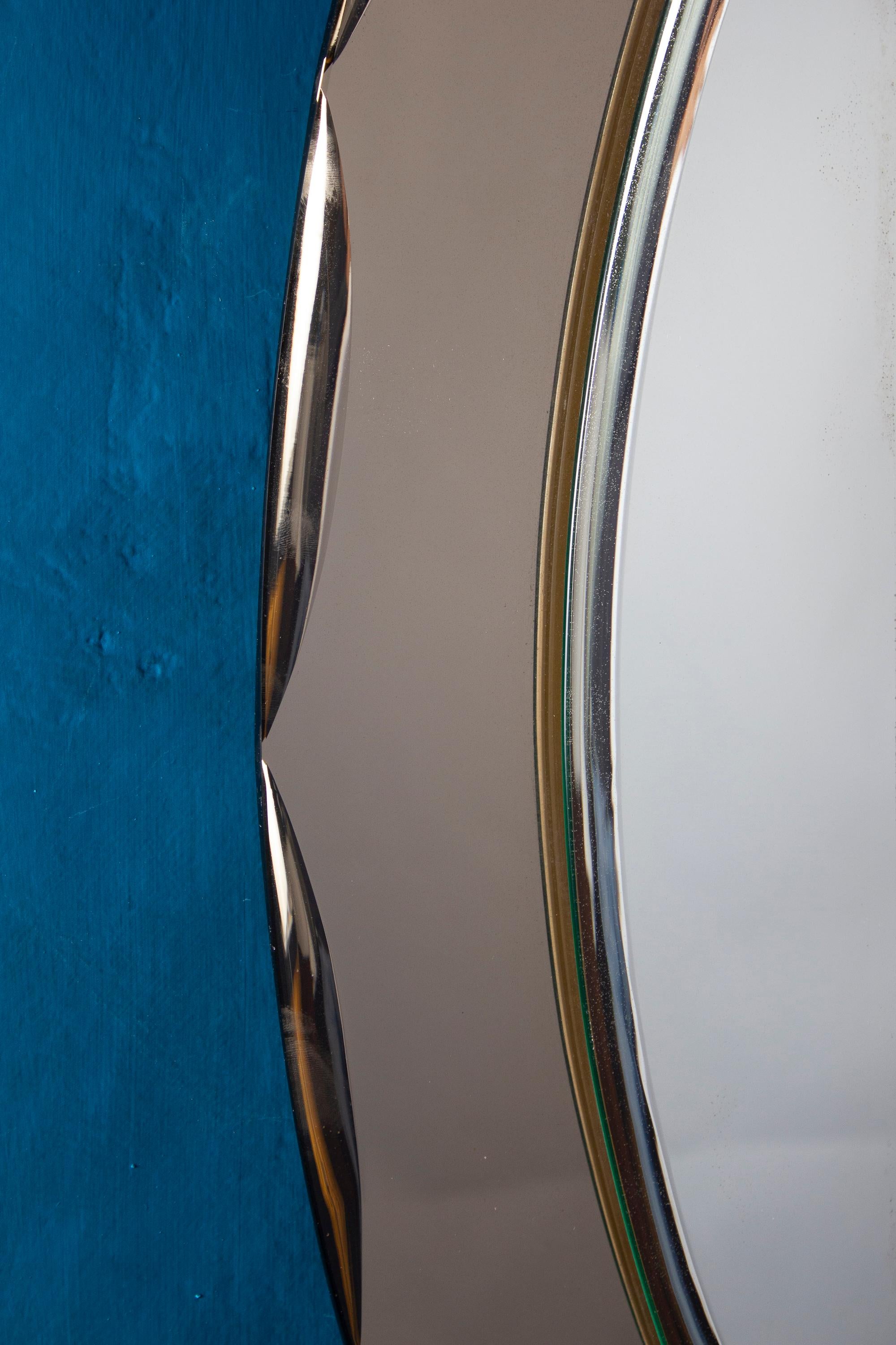 Mid-Century Modern Italian Mirror in the Style of Fontana Arte, 1970s For Sale