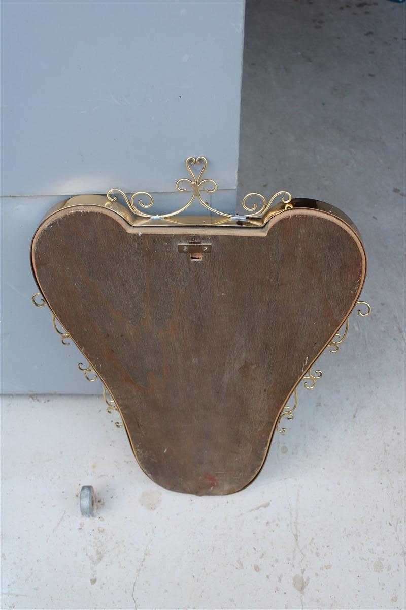 Italian Mirror Midcentury Shaped Brass Frame 1950s Gold For Sale 6