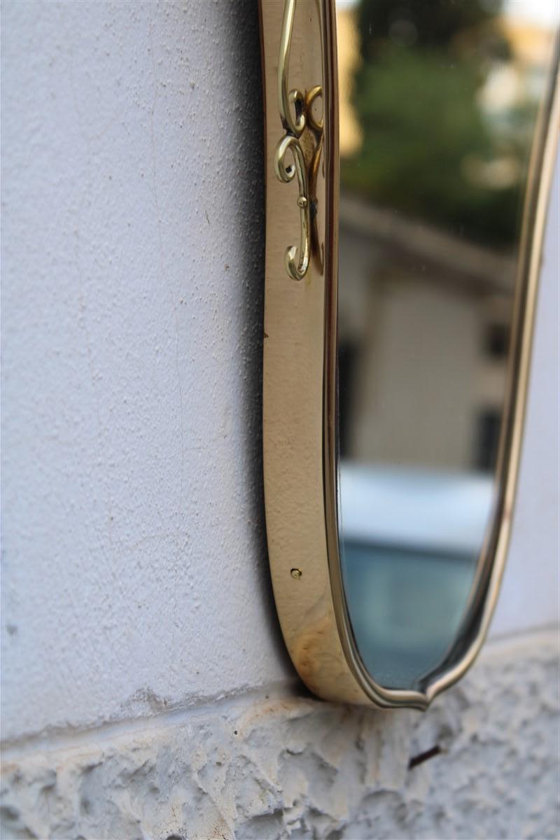 Italian Mirror Midcentury Shaped Brass Frame 1950s Gold For Sale 2