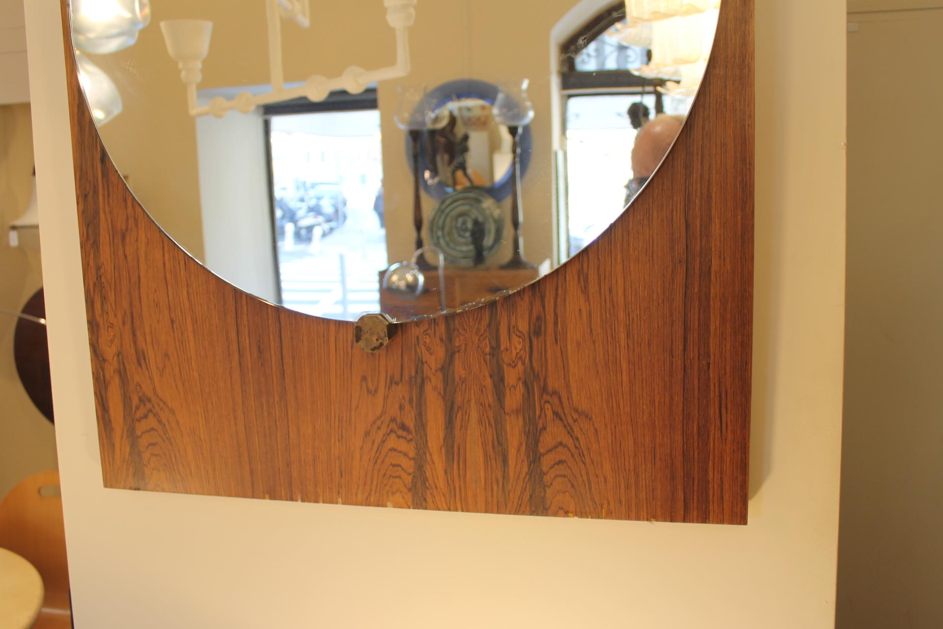 Italian Mirror, Rosewood, 1970 In Good Condition For Sale In Nice, FR