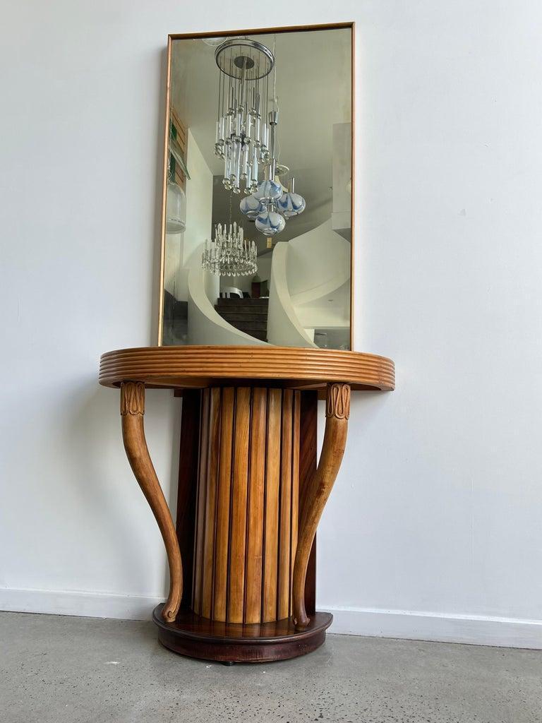 Mid-Century Modern Italian Mirror Timber Console Attributed to Osvaldo Borsani 1950 For Sale