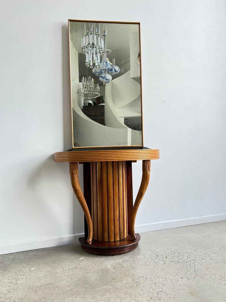 20th Century Italian Mirror Timber Console Attributed to Osvaldo Borsani 1950 For Sale