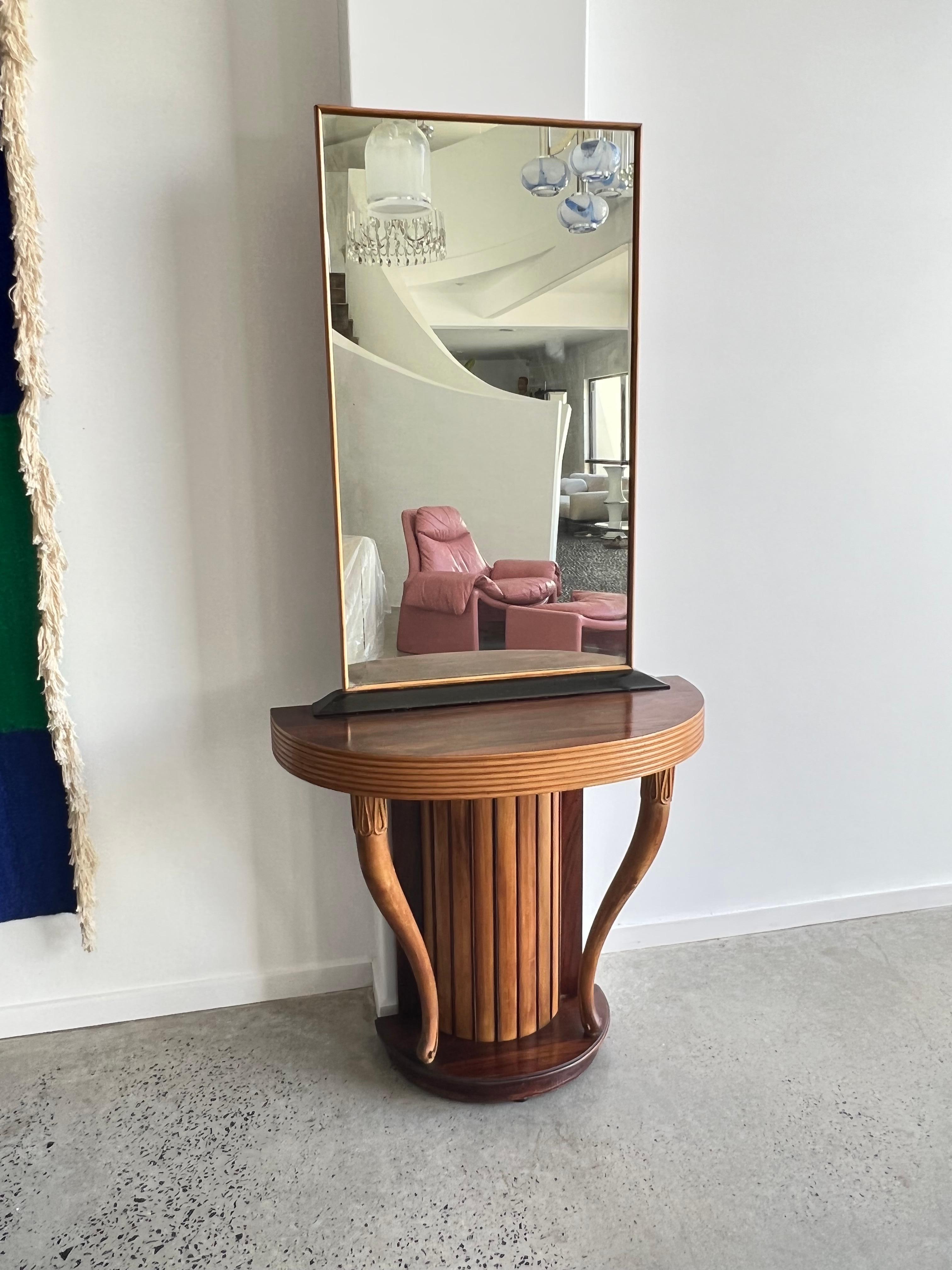 Console italienne en bois avec miroir par Osvaldo Borsani, 1950 en vente 9