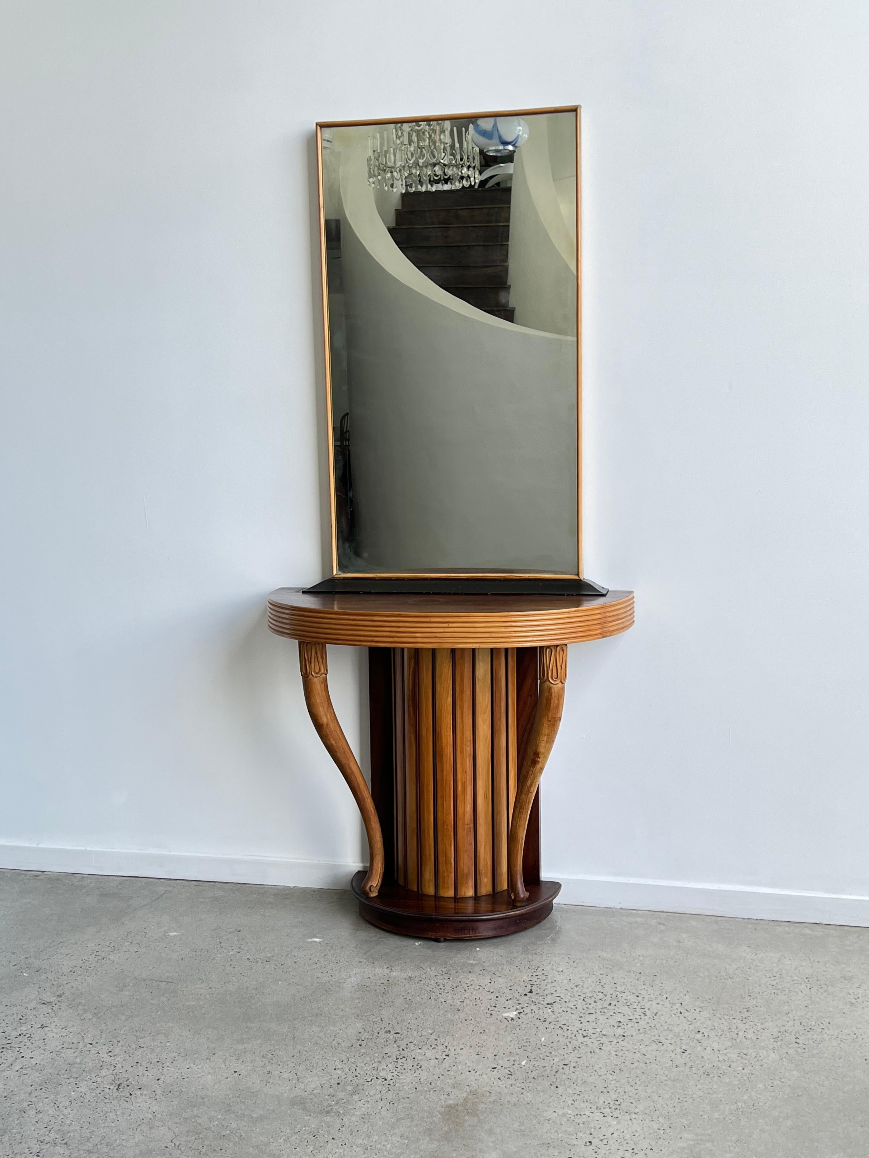 Console italienne en bois avec miroir par Osvaldo Borsani, 1950 en vente 12