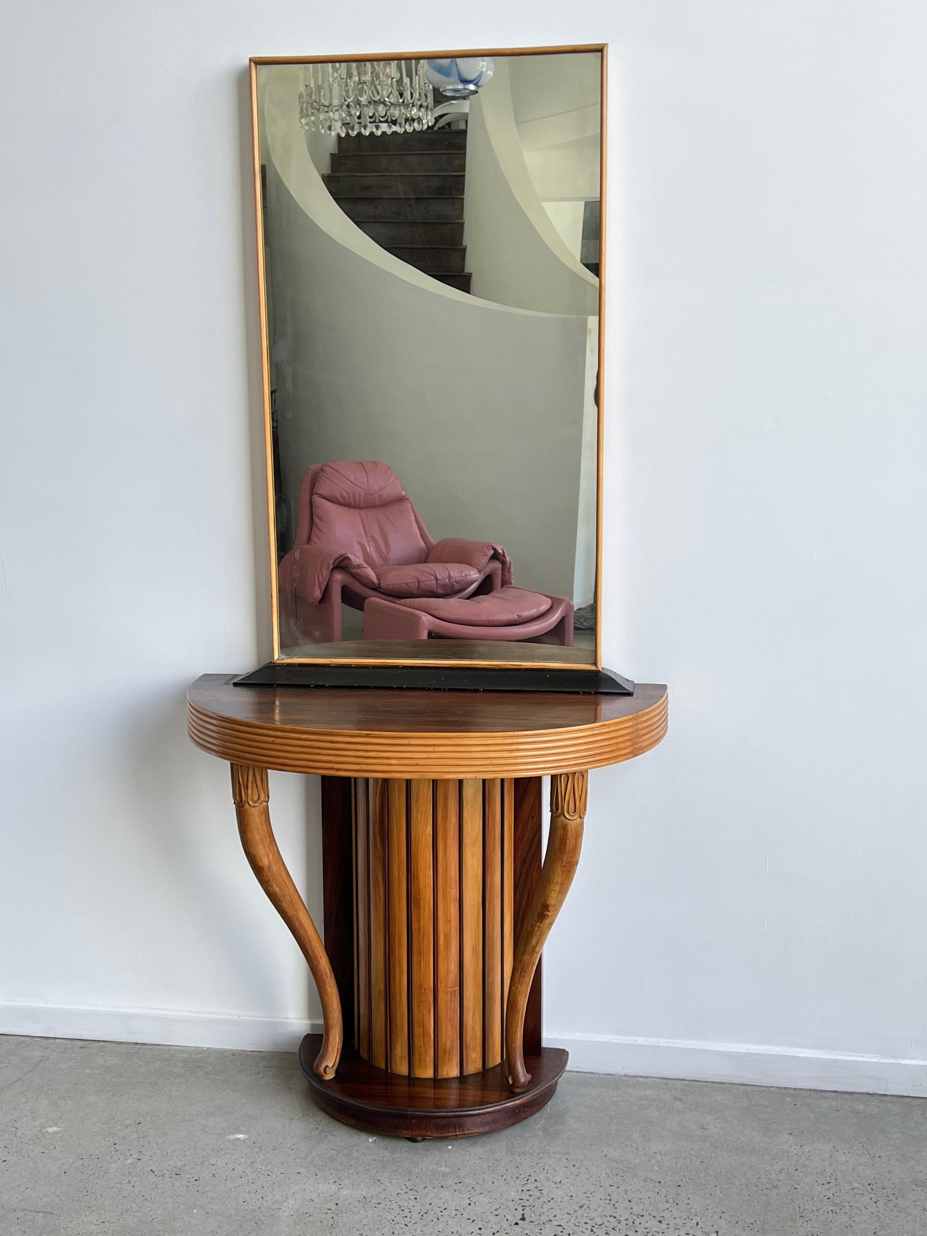 Console italienne en bois avec miroir par Osvaldo Borsani, 1950 en vente 3