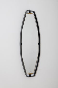 Italian mirror with black frame and brass elements c1950