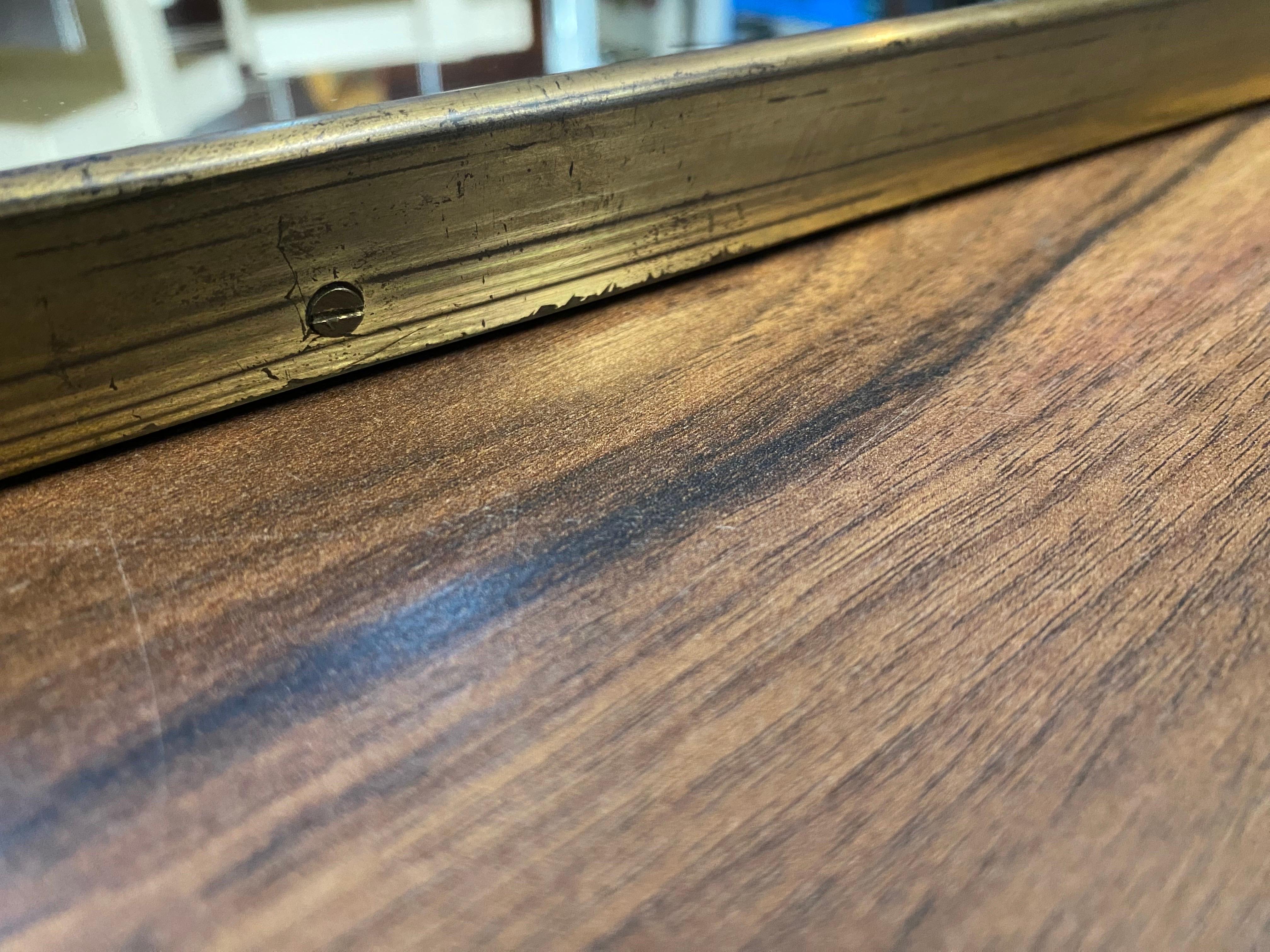 Mid-Century Modern Italian Mirror with brass frame from the 1950s For Sale