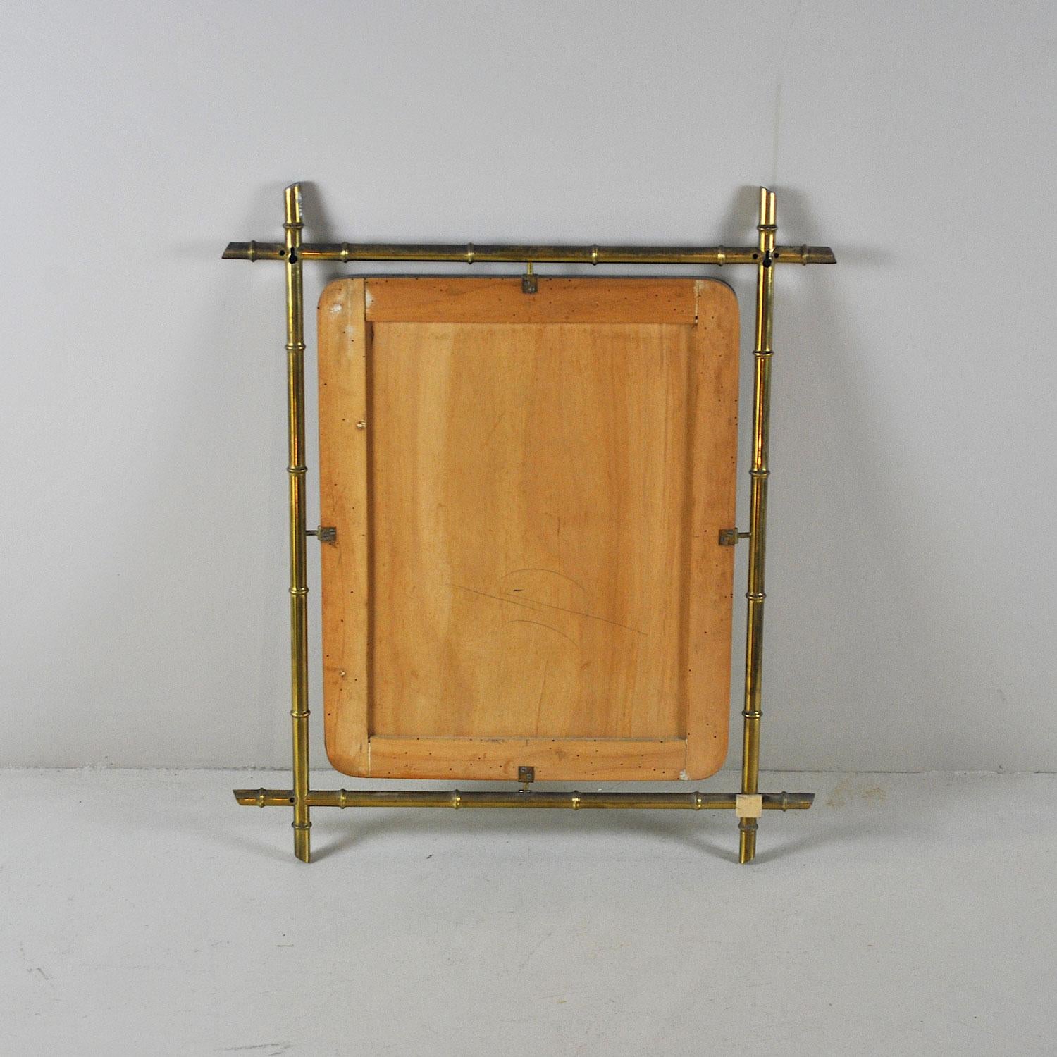 Italian Mirror with Brass Structure 1960s in Tiki Style 1
