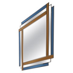 Italian Mirror with Faceted Colored Mirrored Frame, 1970s