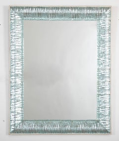 Italian Mirror with Murano Aquamarine Glass Frame