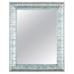 Italian Mirror with Murano Aquamarine Glass Frame