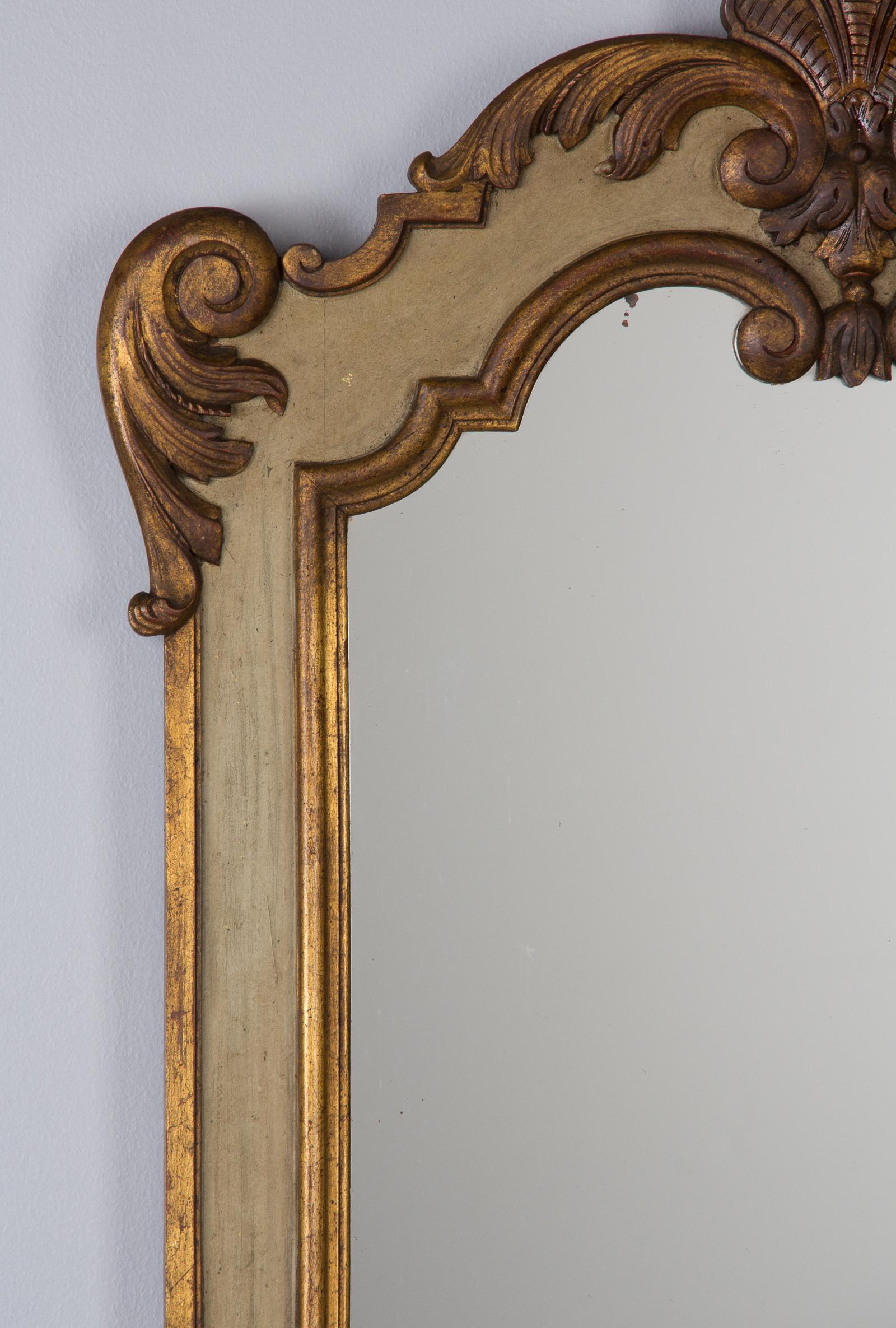 Midcentury Rococo Revival Italian Mirror with Painted Wooden Frame In Good Condition In Austin, TX