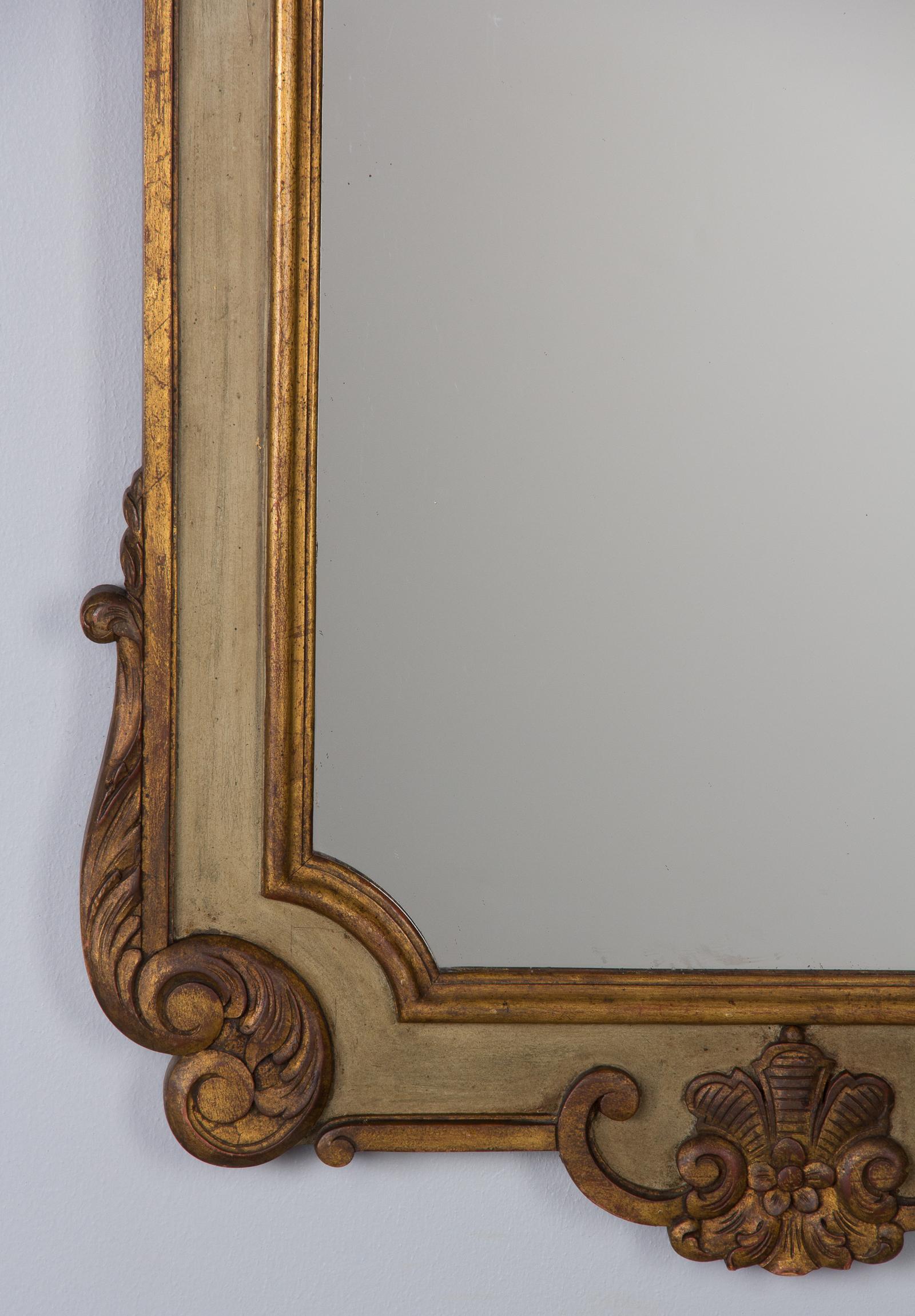 20th Century Midcentury Rococo Revival Italian Mirror with Painted Wooden Frame