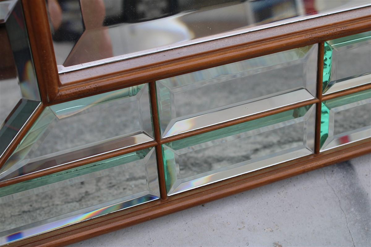 Late 20th Century Italian Mirror with Wooden Structure and Diamond 1970 Mirrors France Design For Sale