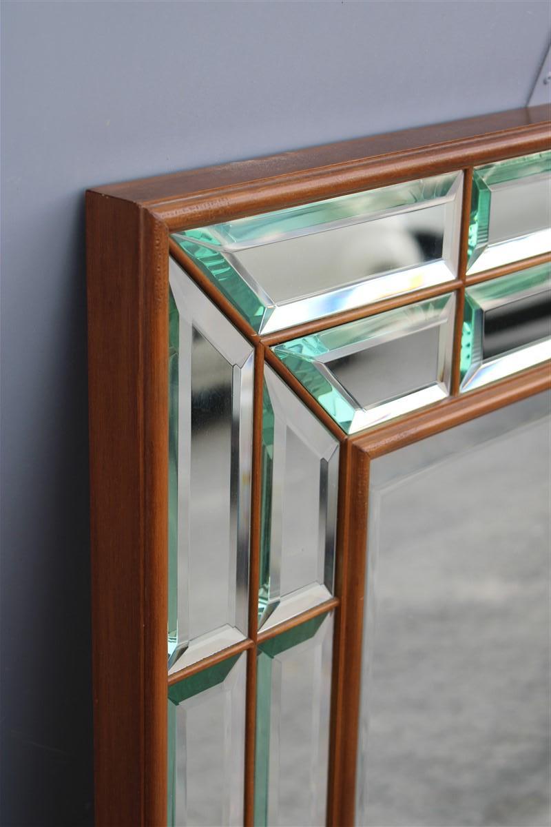 Italian Mirror with Wooden Structure and Diamond 1970 Mirrors France Design For Sale 1