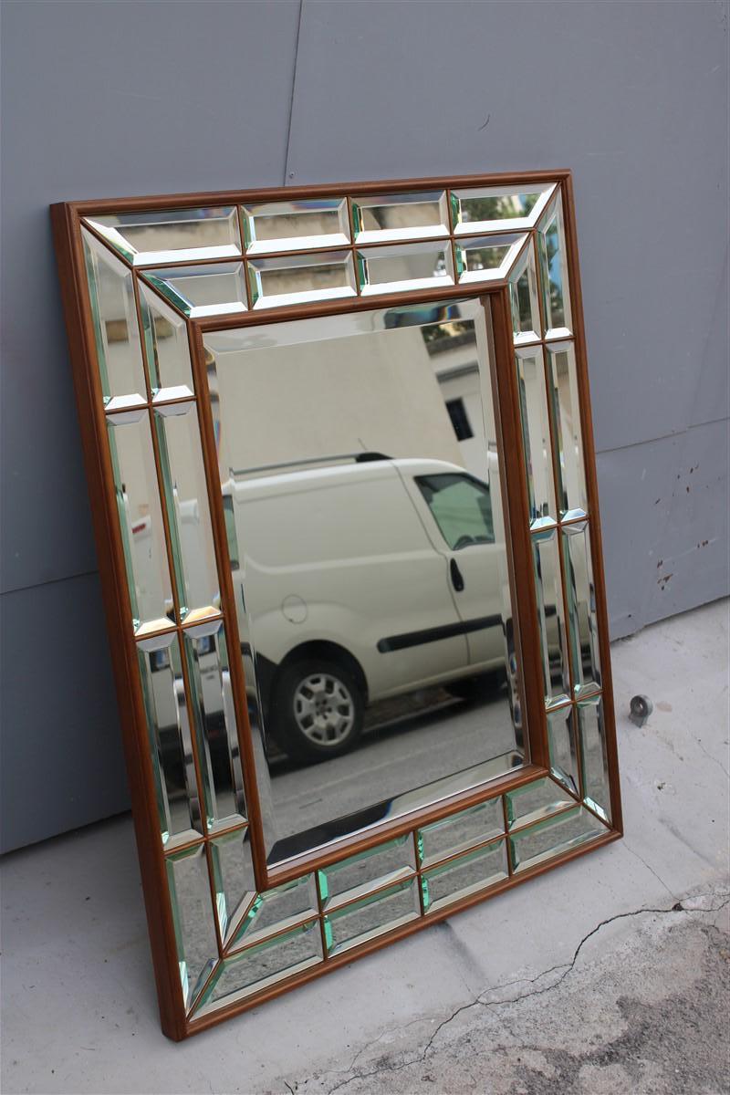 Italian Mirror with Wooden Structure and Diamond 1970 Mirrors France Design For Sale 2