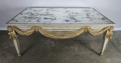 Italian Mirrored Carved Wood Swaged Coffee Table, circa 1940