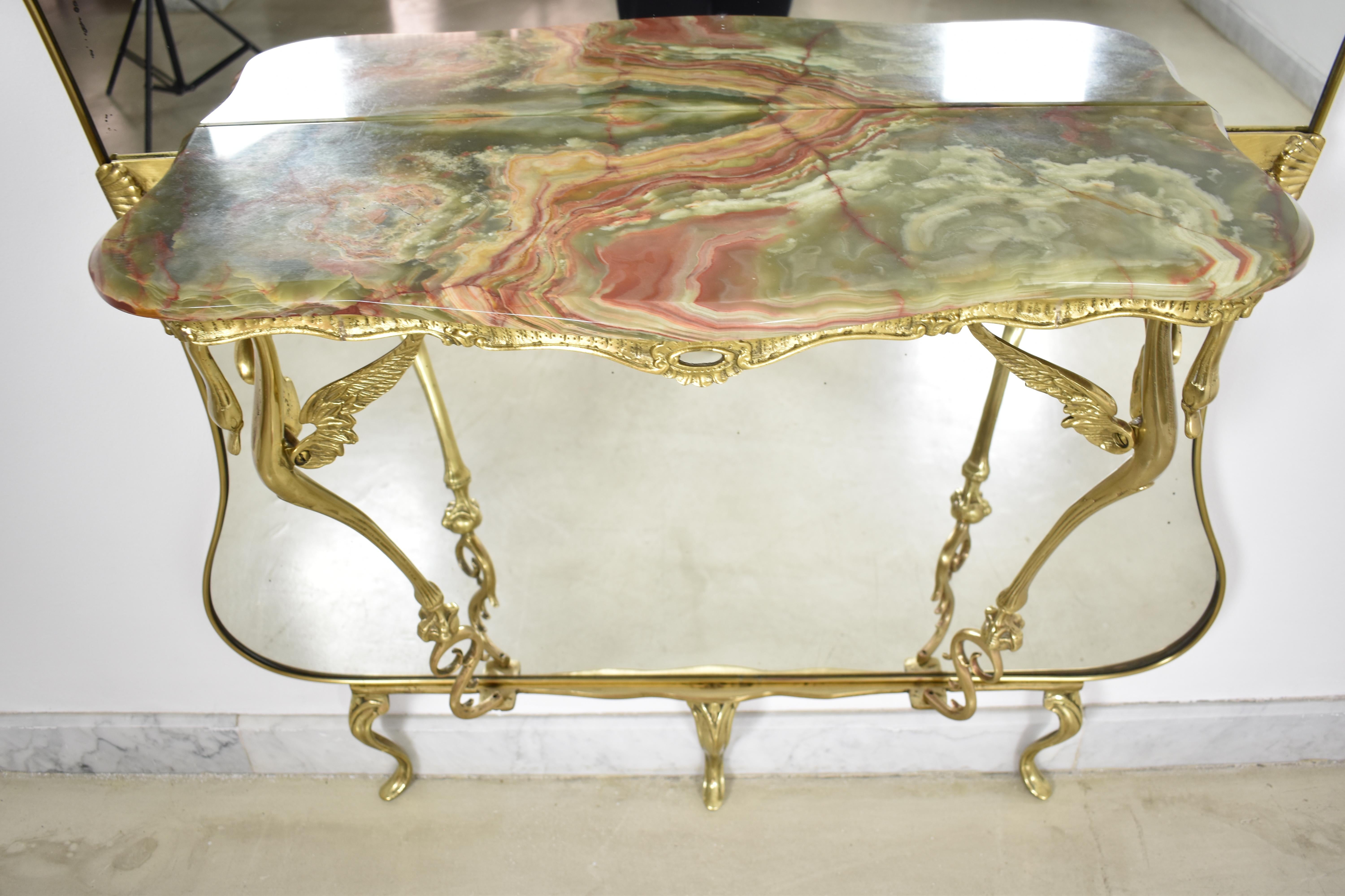 Italian Mirrored Console in Style of Hollywood Regency, 1950s For Sale 5