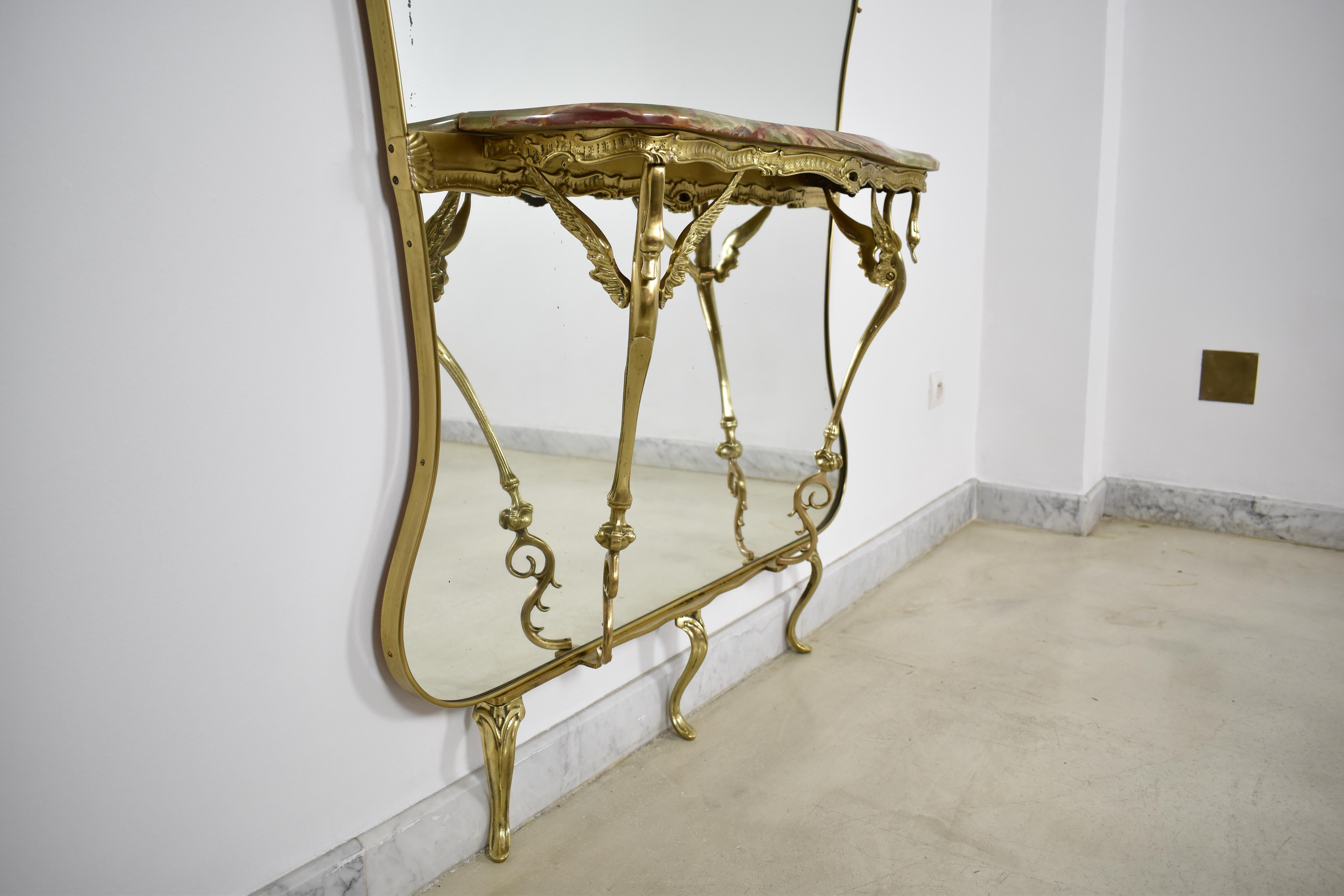Italian Mirrored Console in Style of Hollywood Regency, 1950s For Sale 7