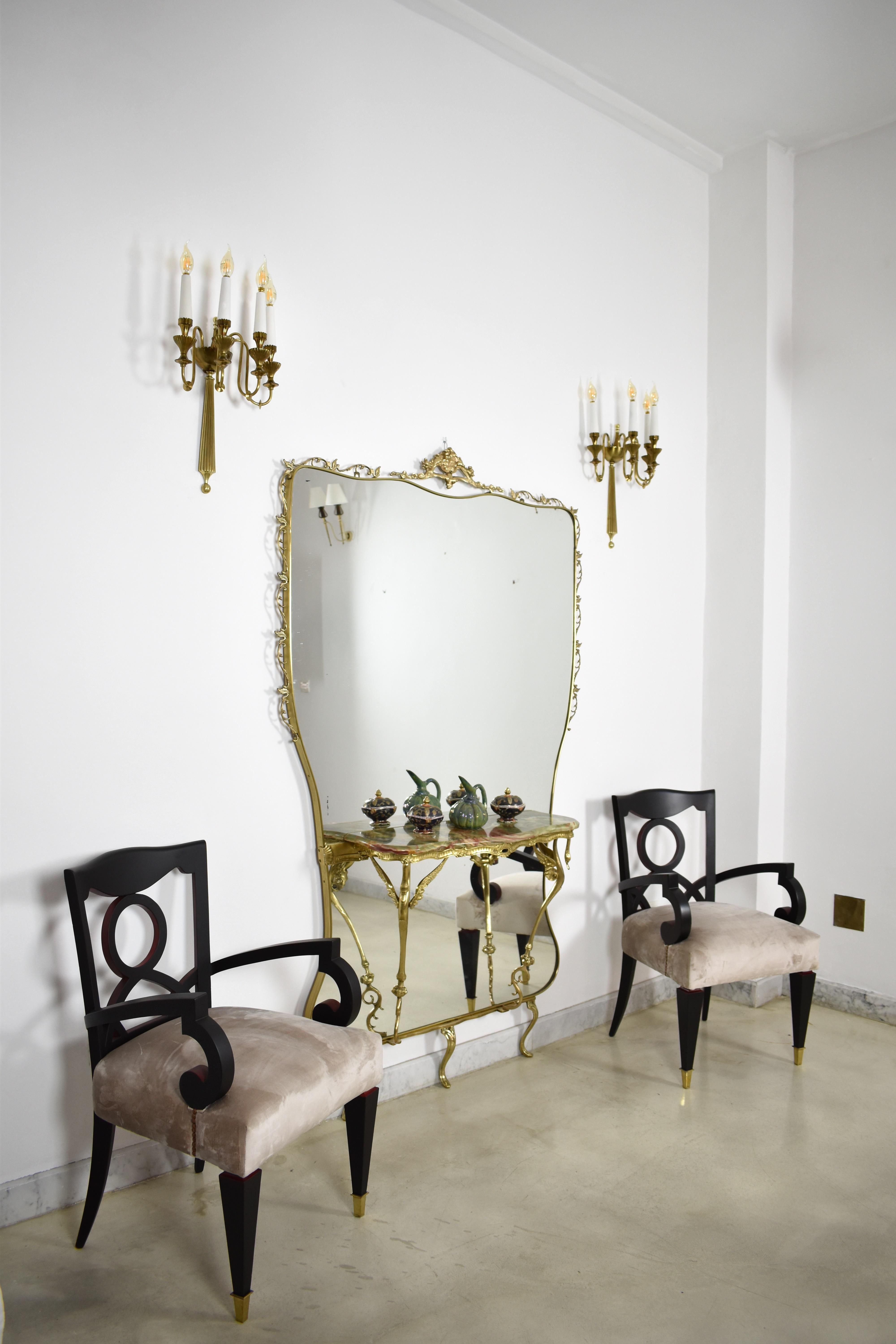 Italian Mirrored Console in Style of Hollywood Regency, 1950s For Sale 12
