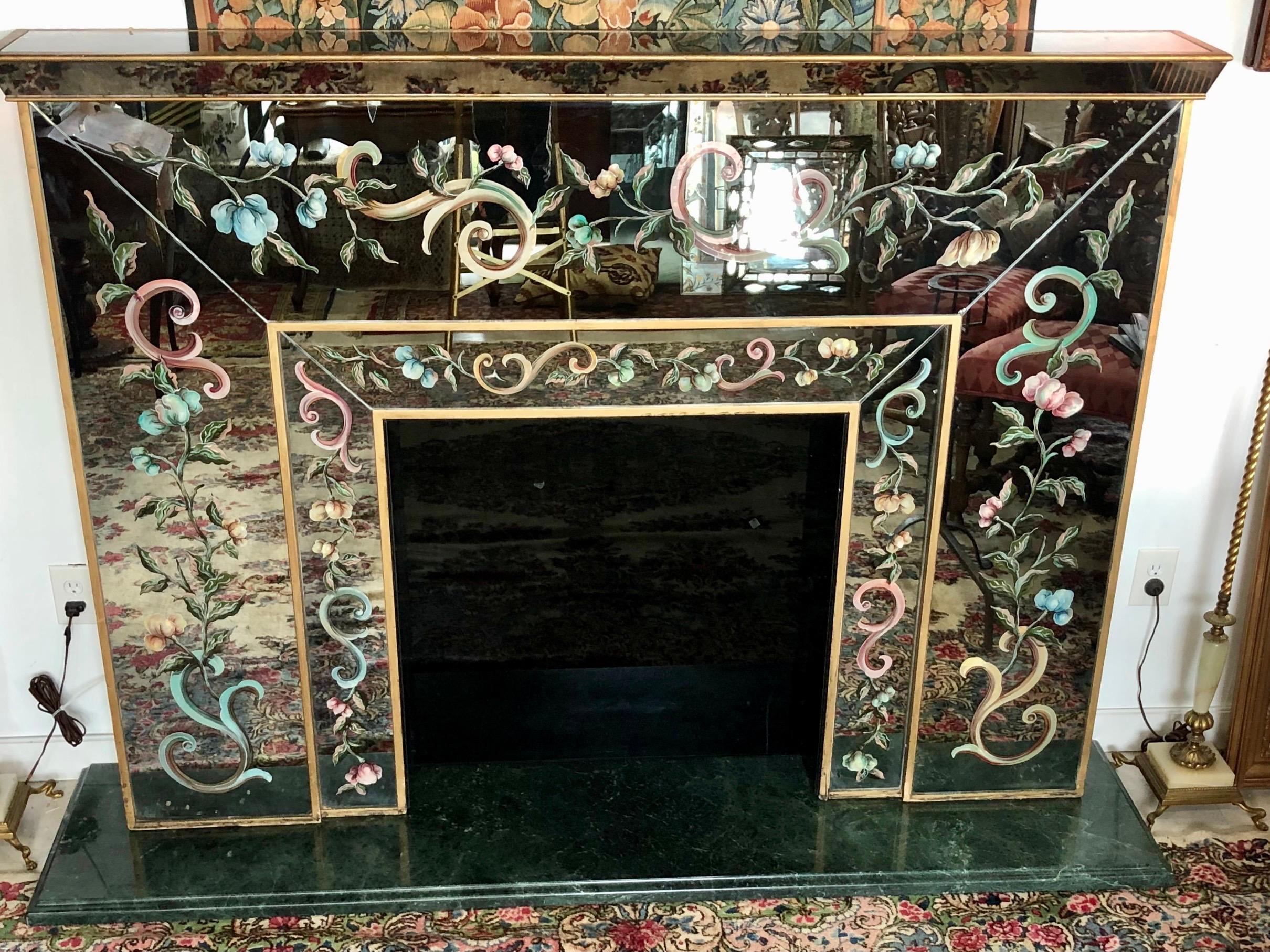 mirrored fireplace surround