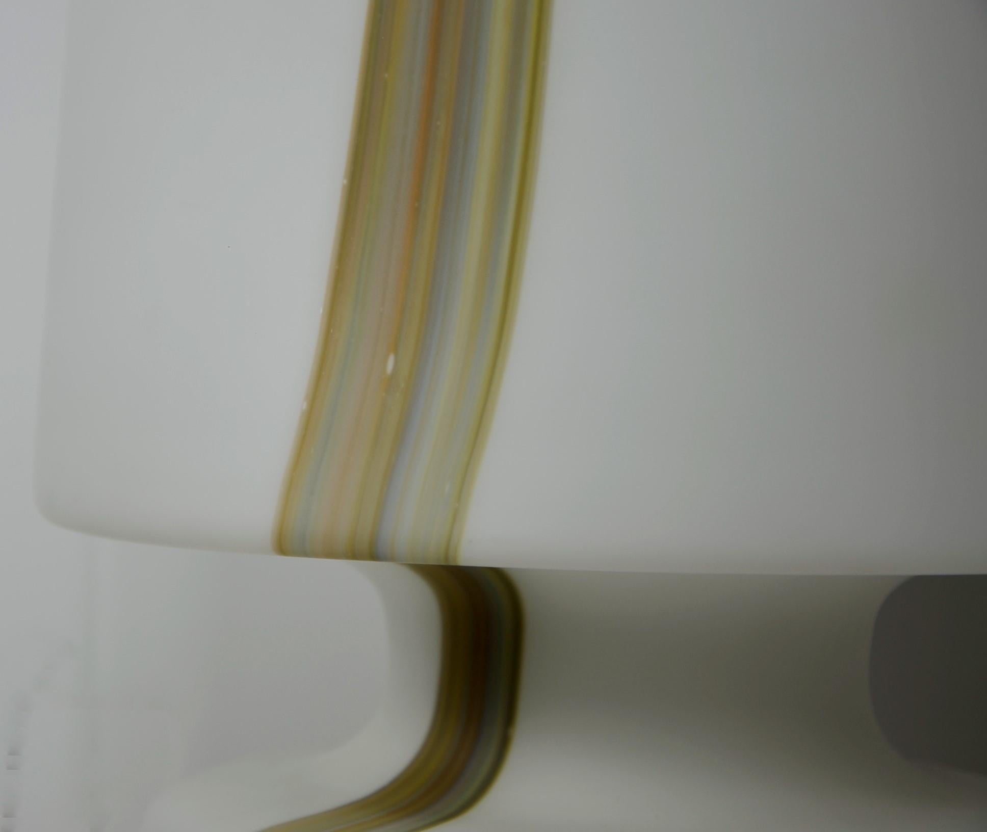 Italian Missoni Style White, Brown, Orange and Blue Murano Art Glass Table Lamp For Sale 5