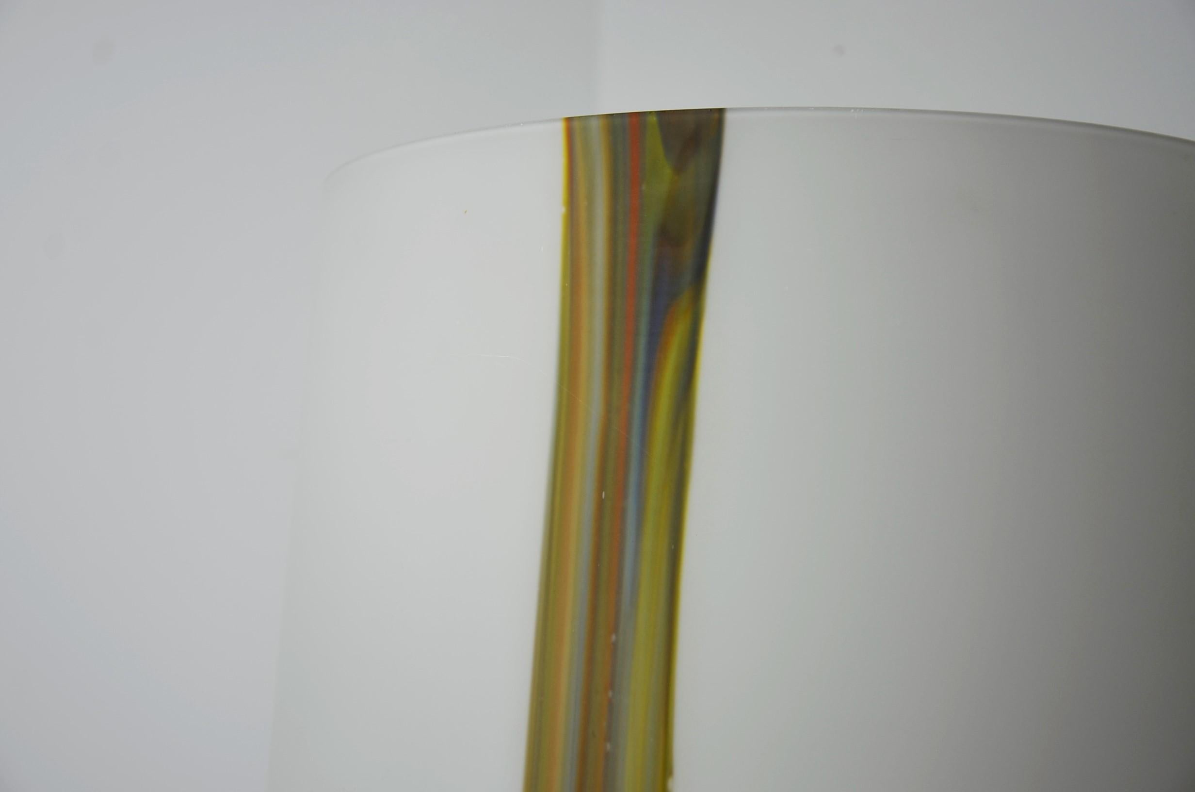 Italian Missoni Style White, Brown, Orange and Blue Murano Art Glass Table Lamp For Sale 6