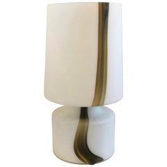 Italian Missoni Style White, Brown, Orange and Blue Murano Art Glass Table Lamp