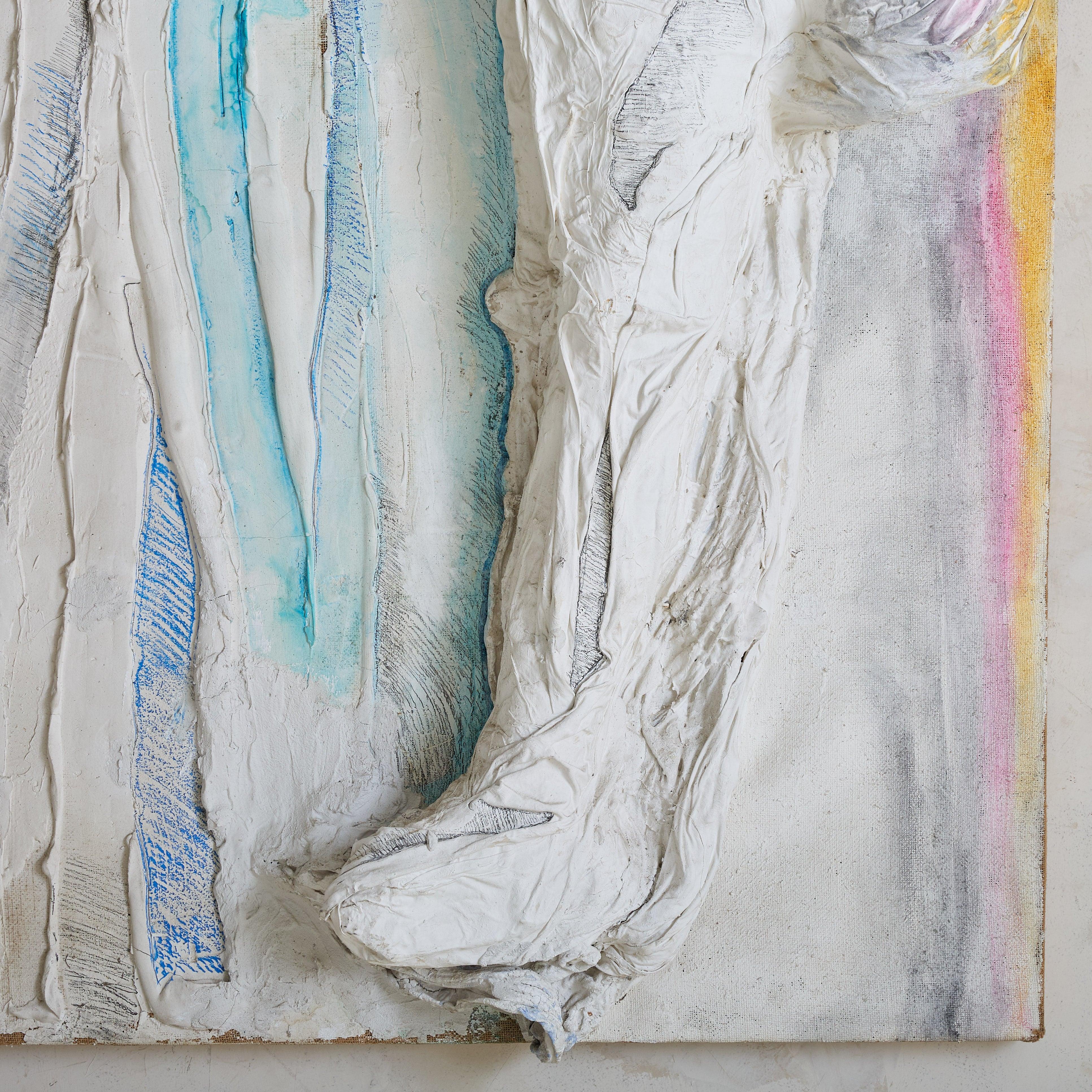 Italienisches Mixed-Media-Kunstwerk auf Leinwand von Silvia Rizzo, 1983 (Moderne der Mitte des Jahrhunderts) im Angebot