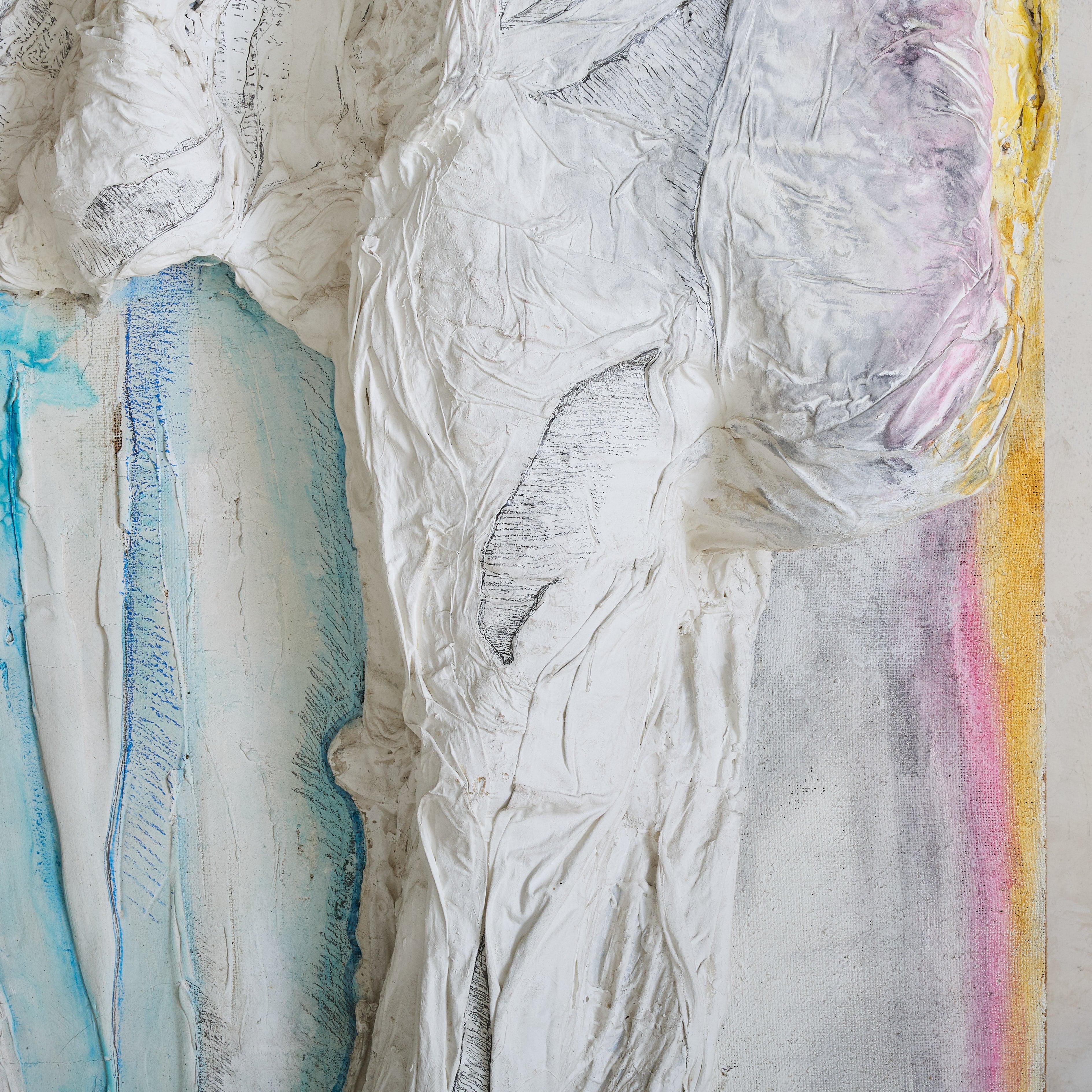 Italienisches Mixed-Media-Kunstwerk auf Leinwand von Silvia Rizzo, 1983 im Zustand „Gut“ im Angebot in Chicago, IL