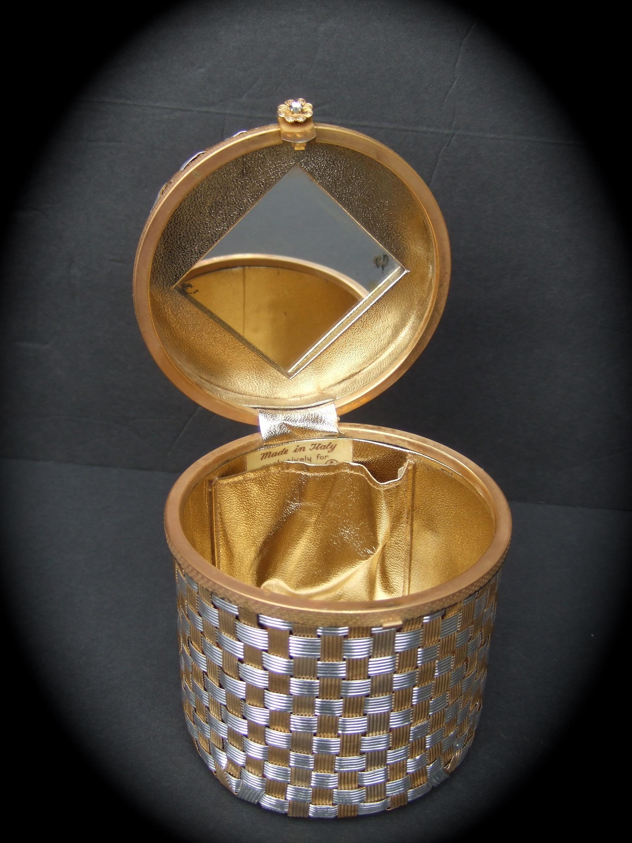 Italian Mixed Metal Basket Weave Diminutive Evening Bag by Walborg c 1960s  8