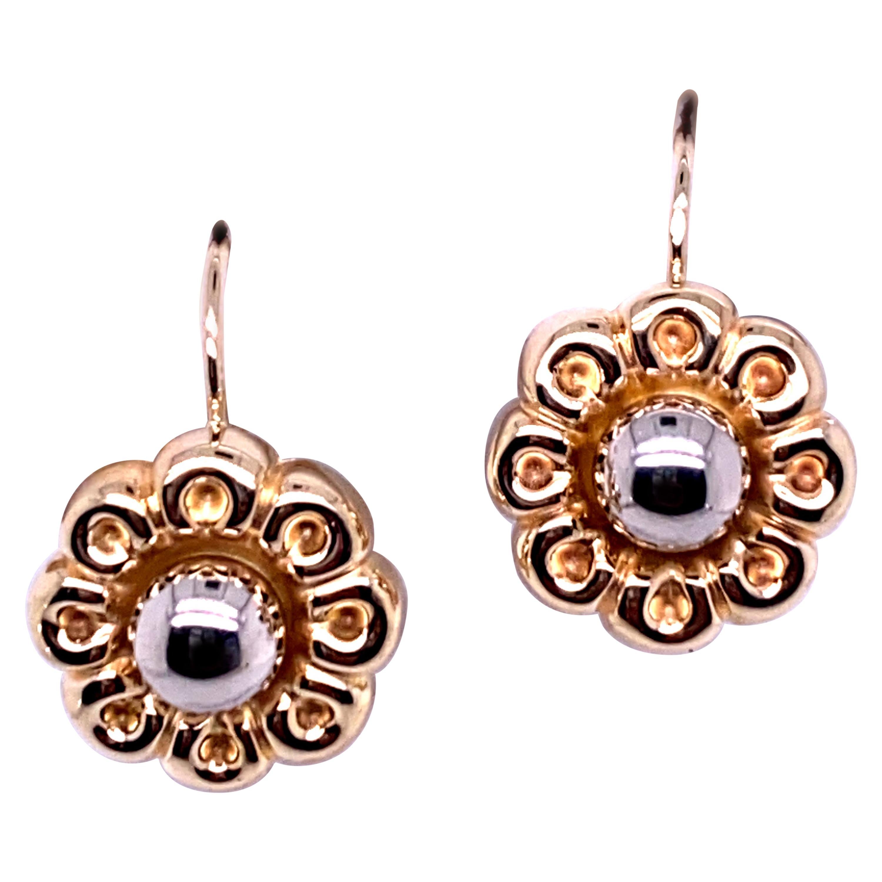 Italian Mixed Metal Flower Earrings