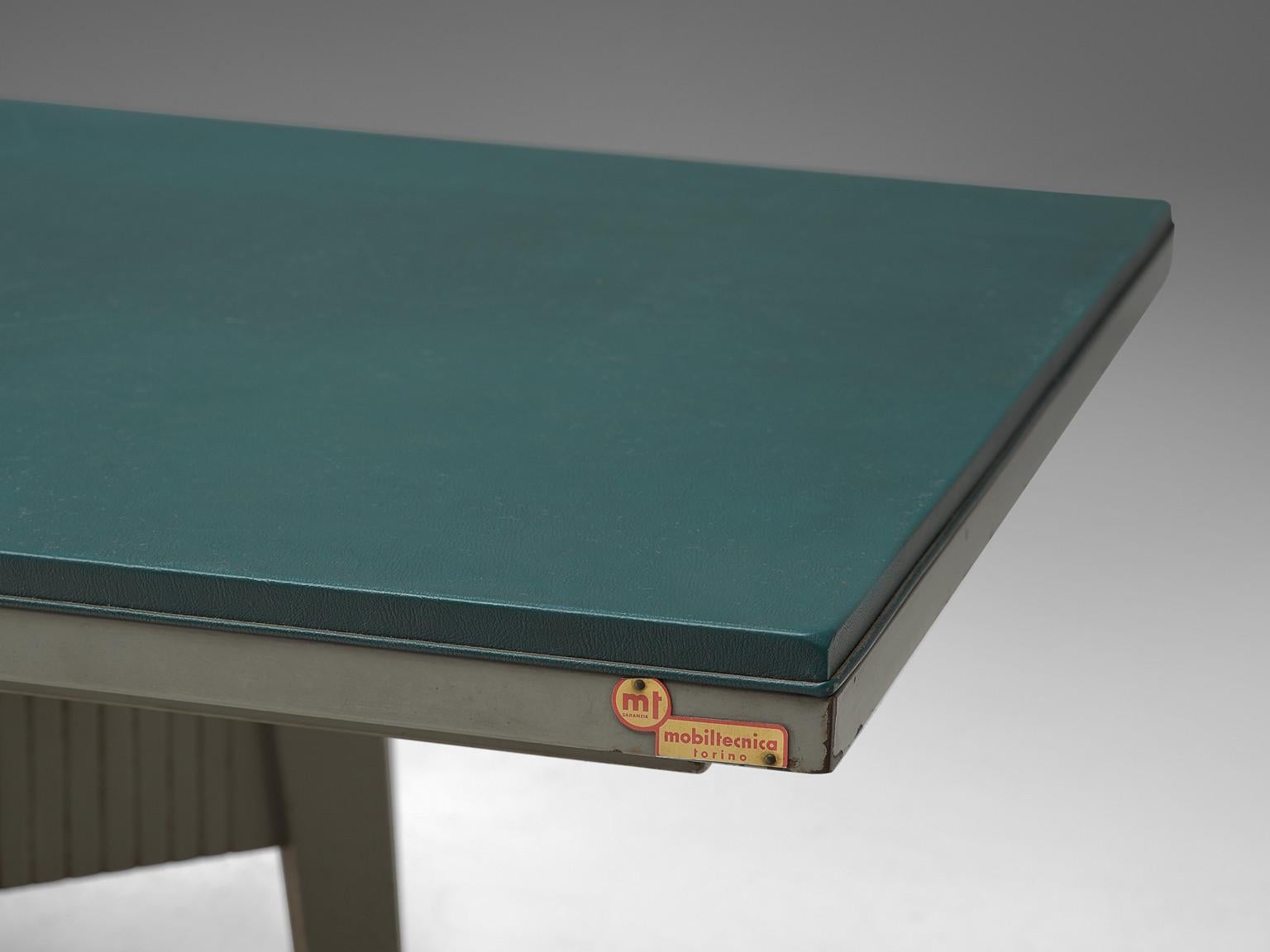 Italian Mobiltecnica Metal Work Table with Leatherette Top 5