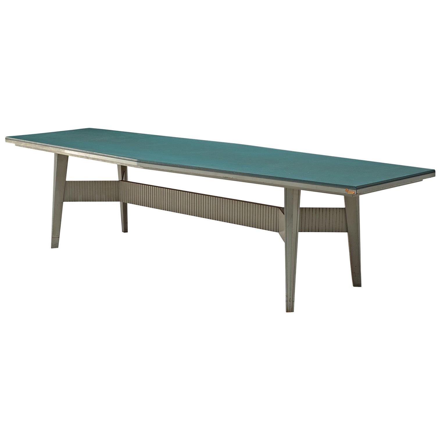 Italian Mobiltecnica Metal Work Table with Leatherette Top