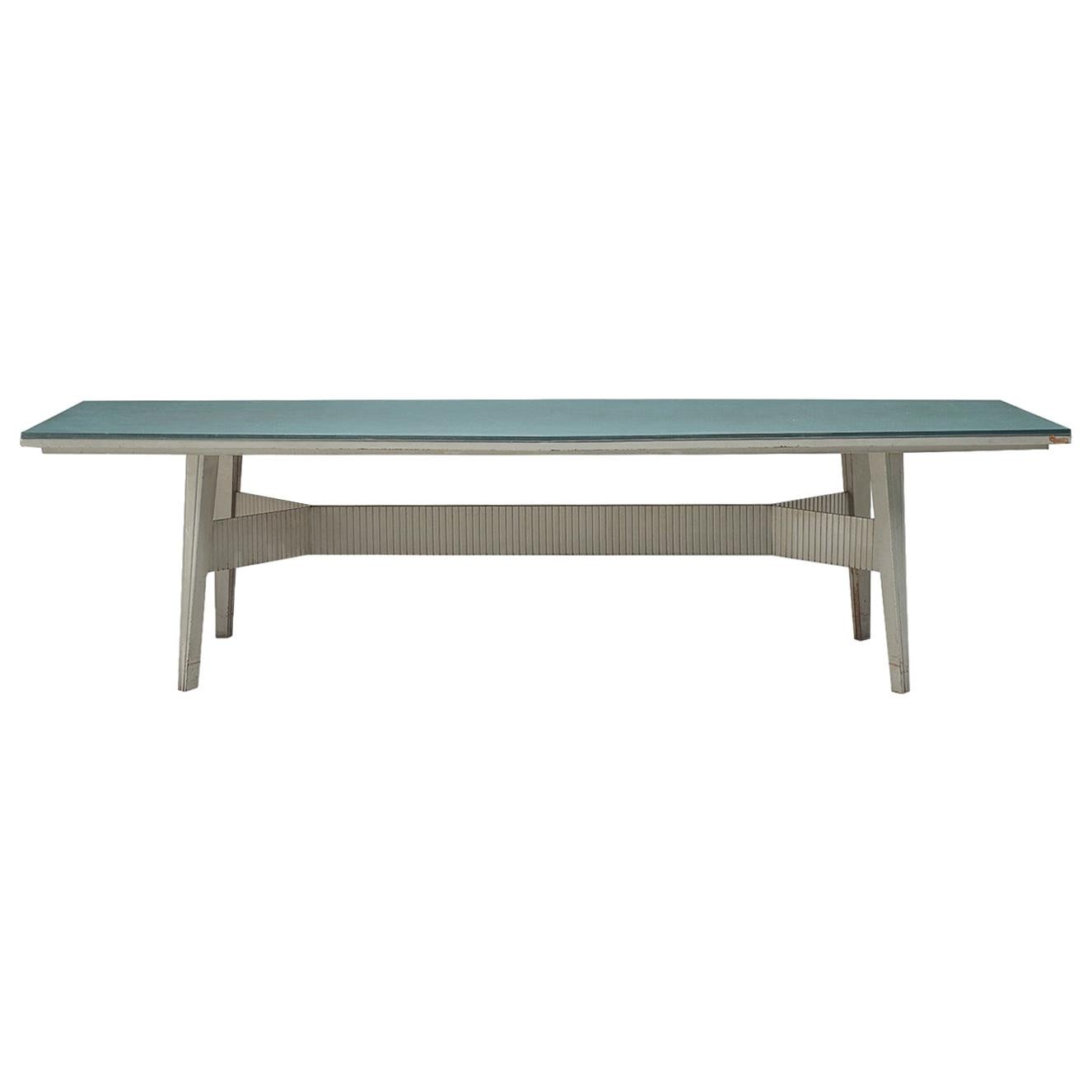 Italian Mobiltecnica Metal Work Table with Leatherette Top