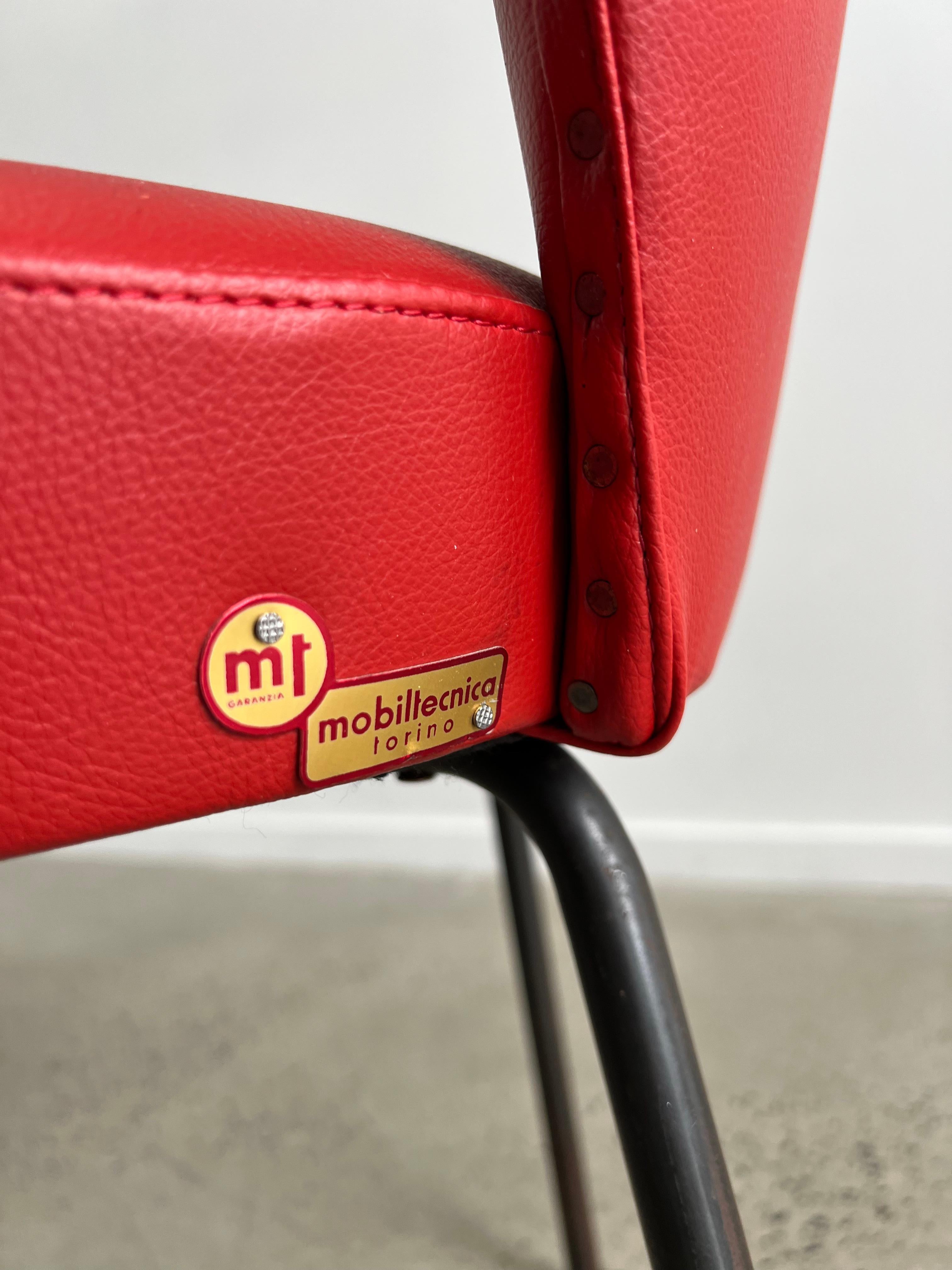 Italian, Mobiltecnica Torino Leather Chairs For Sale 1