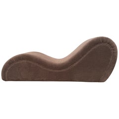 Italian Mocha mohair velvet S shaped chaise longue