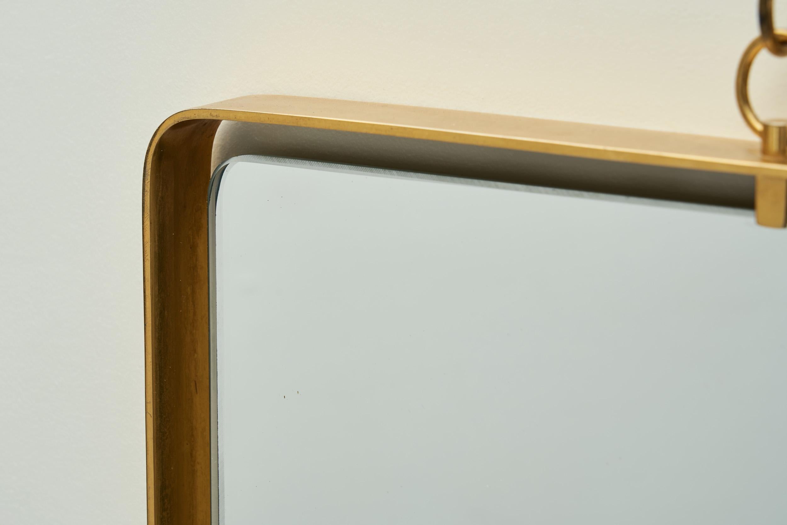 Italienischer Wandspiegel aus Messing, Modell „2060“ für Fontana Arte, Italien 1950er Jahre im Angebot 1