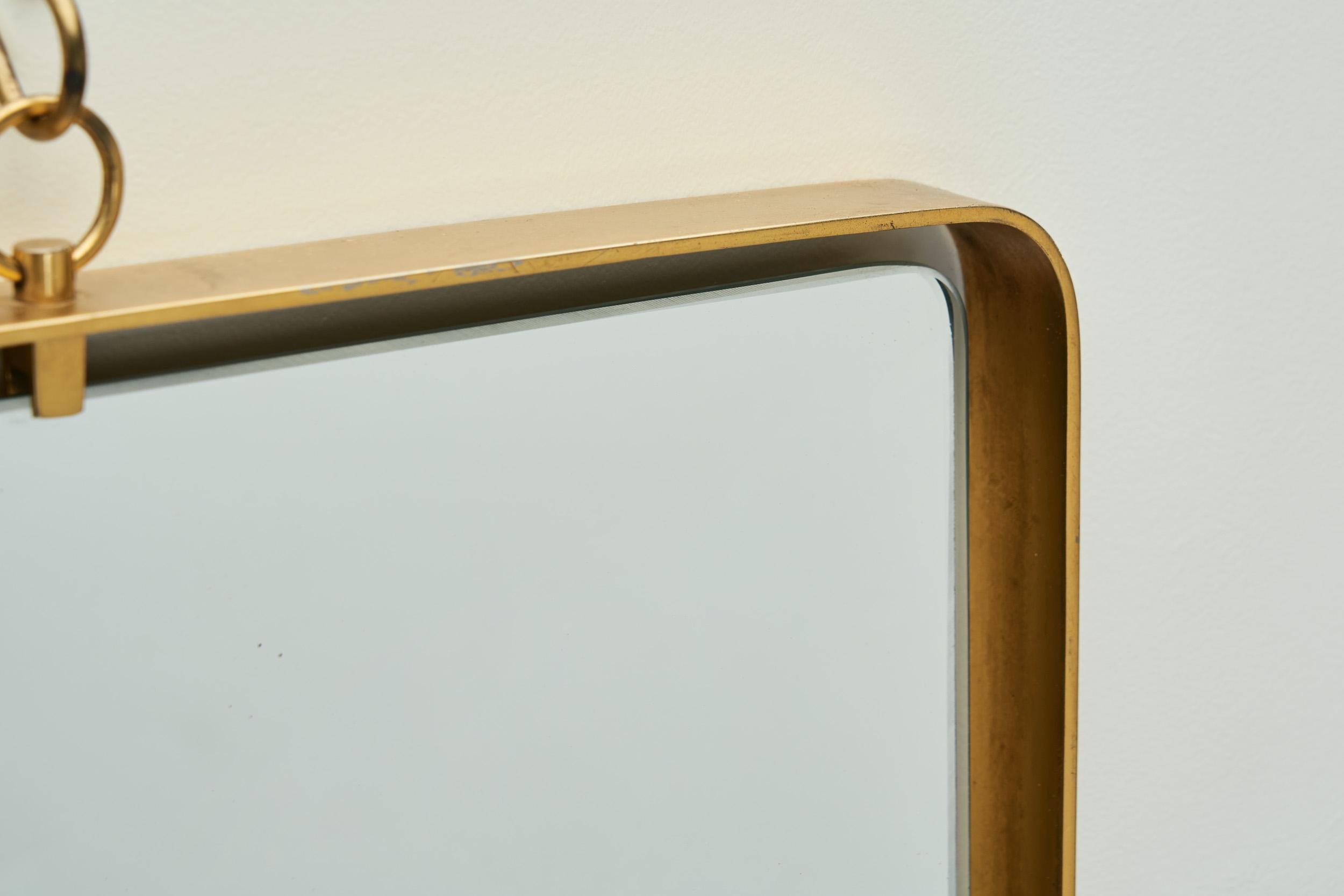 Italienischer Wandspiegel aus Messing, Modell „2060“ für Fontana Arte, Italien 1950er Jahre im Angebot 3