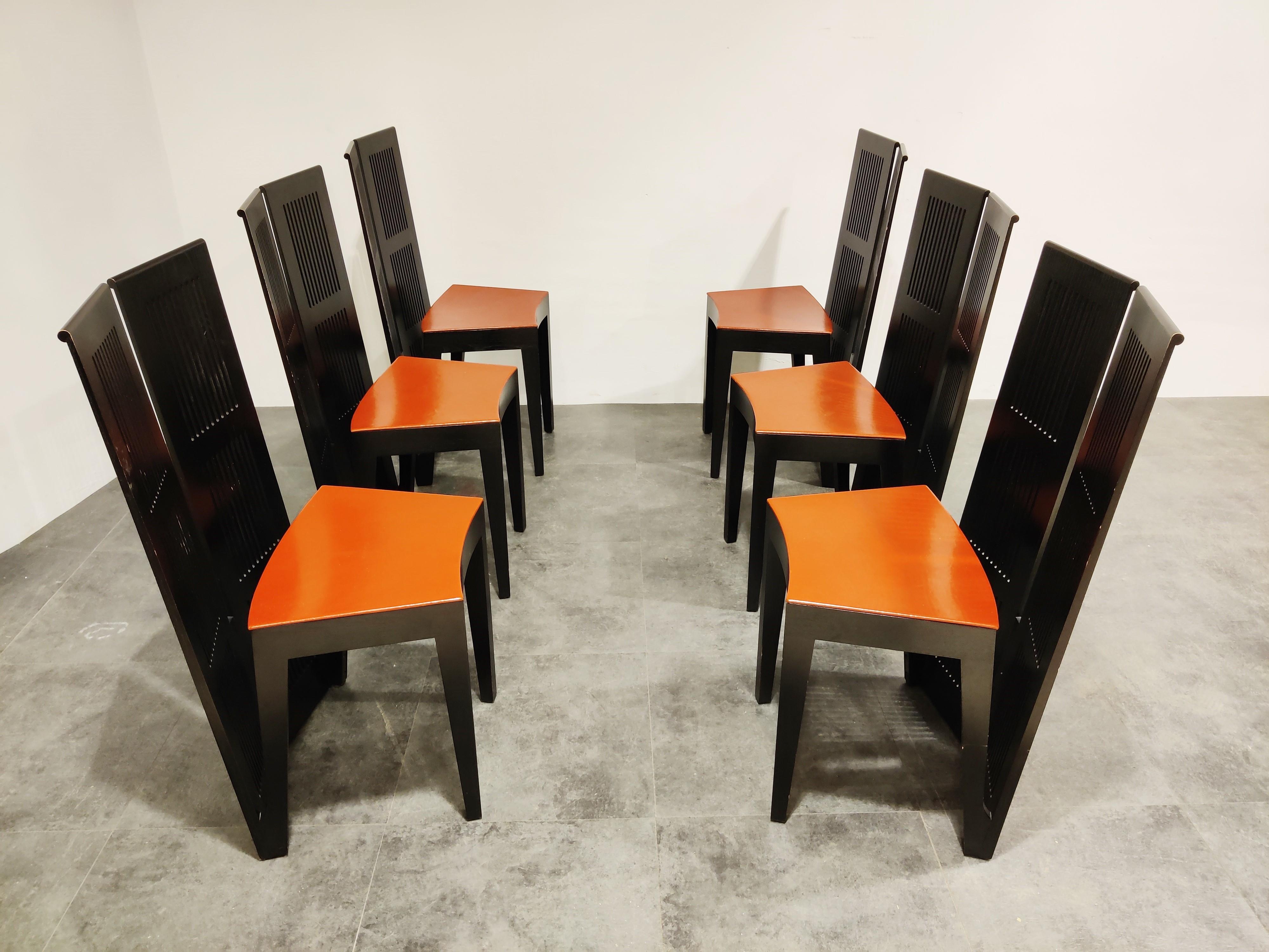 Italian Model Lubekka Dining Chairs by Andrea Branzi for Cassina, 1990s Set of 6 8