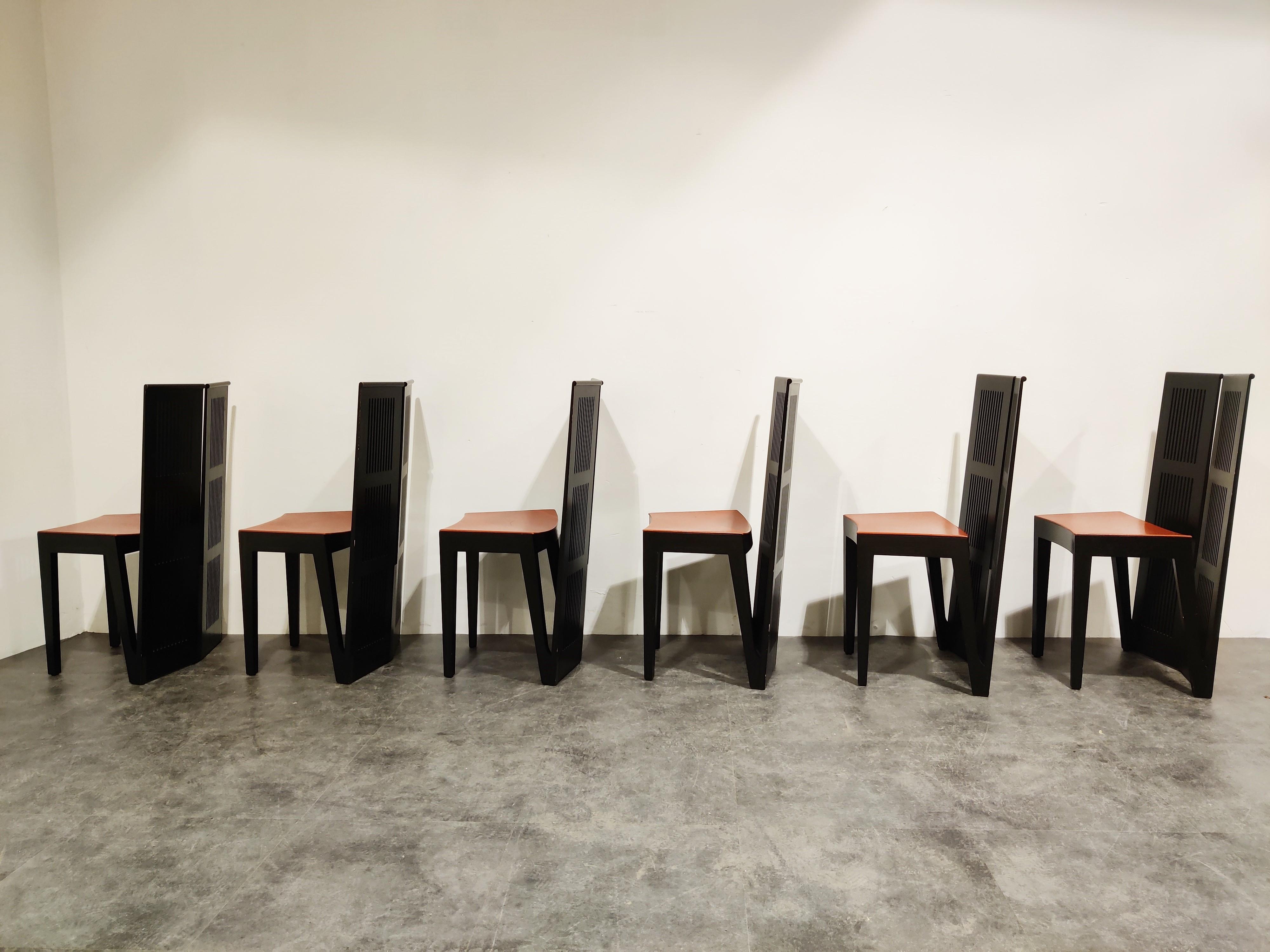 Post-Modern Italian Model Lubekka Dining Chairs by Andrea Branzi for Cassina, 1990s Set of 6