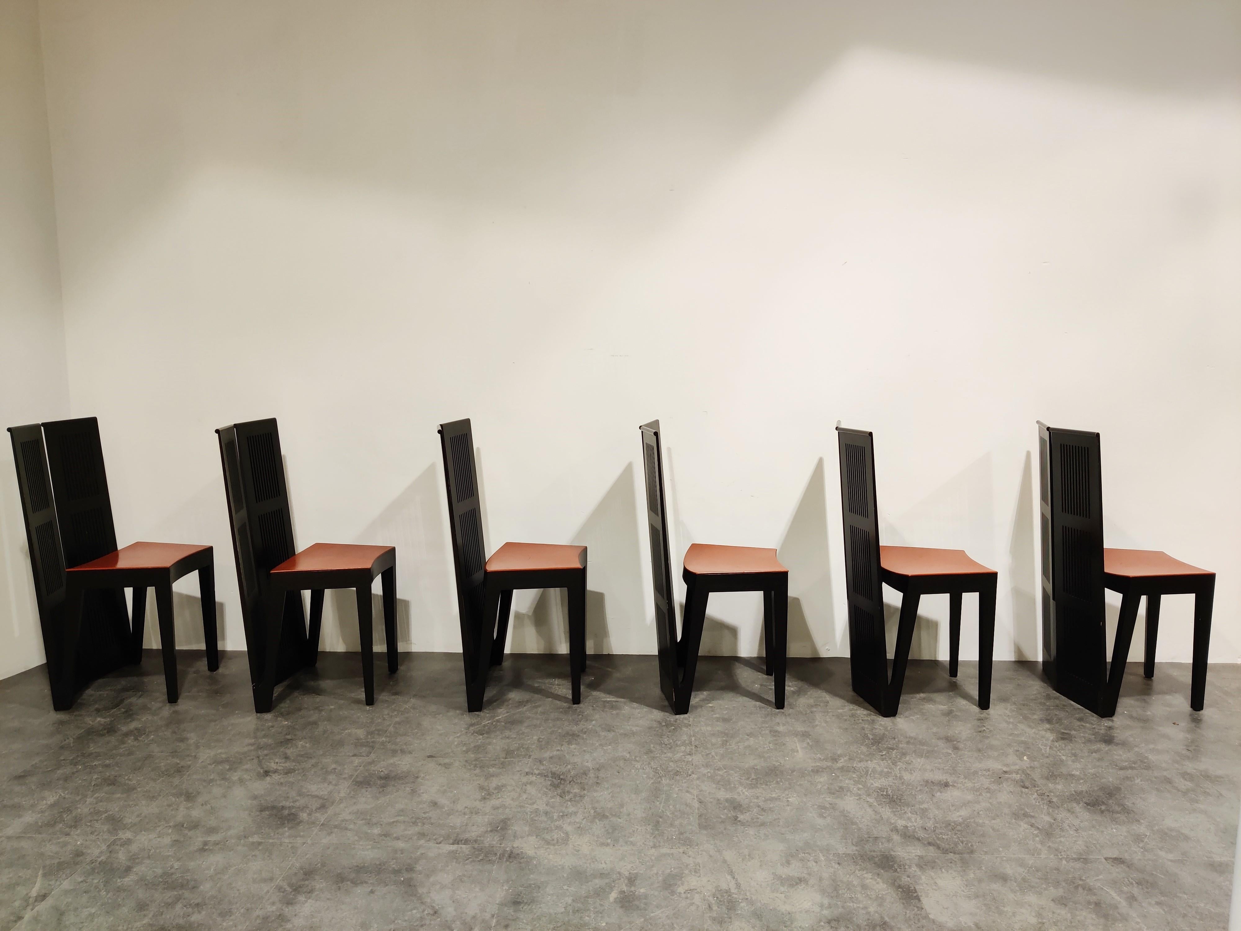 Late 20th Century Italian Model Lubekka Dining Chairs by Andrea Branzi for Cassina, 1990s Set of 6