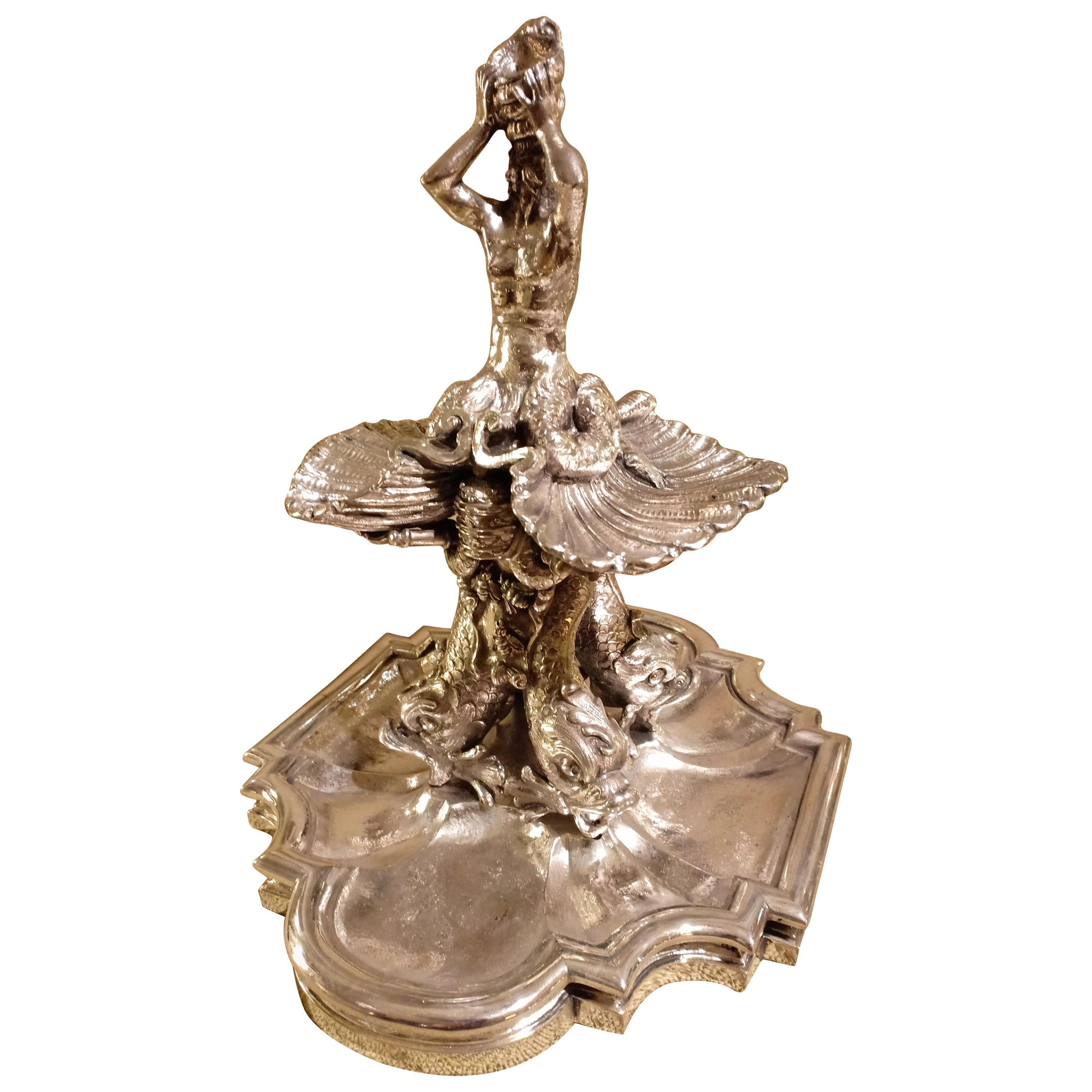 Italian Model of the Triton's Fountain in Silver, 19th Century For Sale